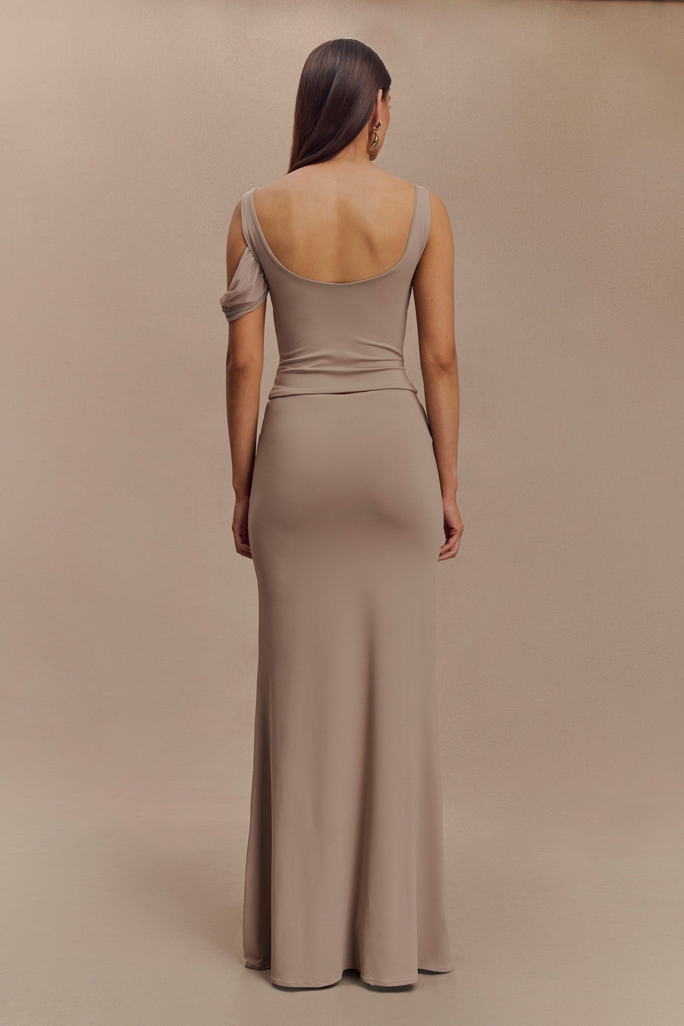 Jules Recycled Nylon And Mesh Maxi Skirt - Taupe #6