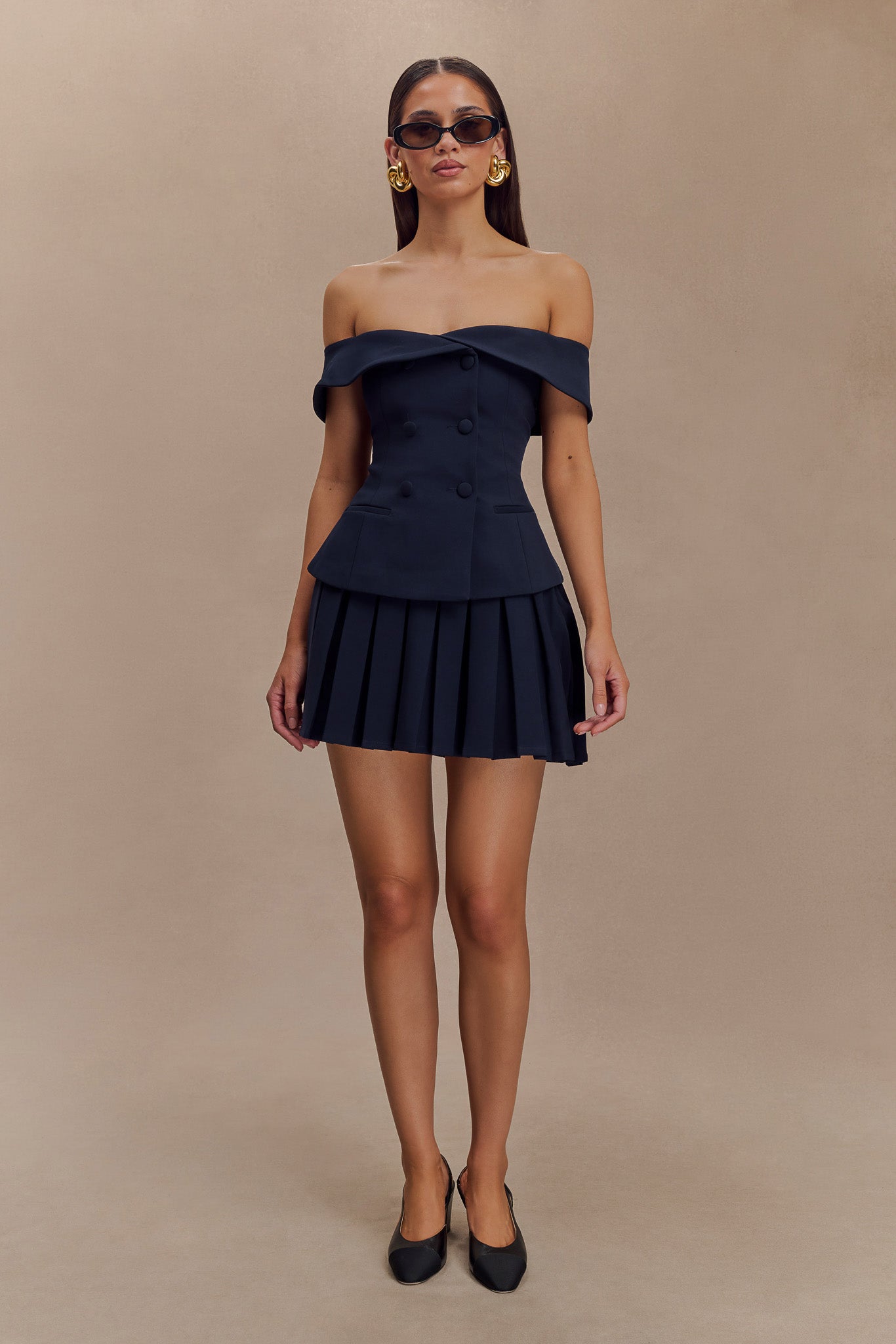 Krista Strapless Suiting Top - Navy