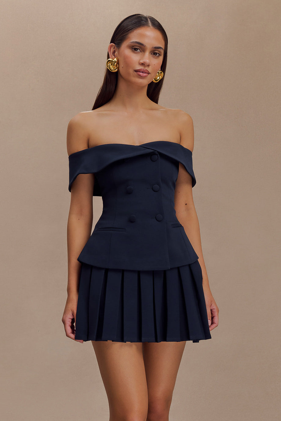 Krista Strapless Suiting Top - Navy