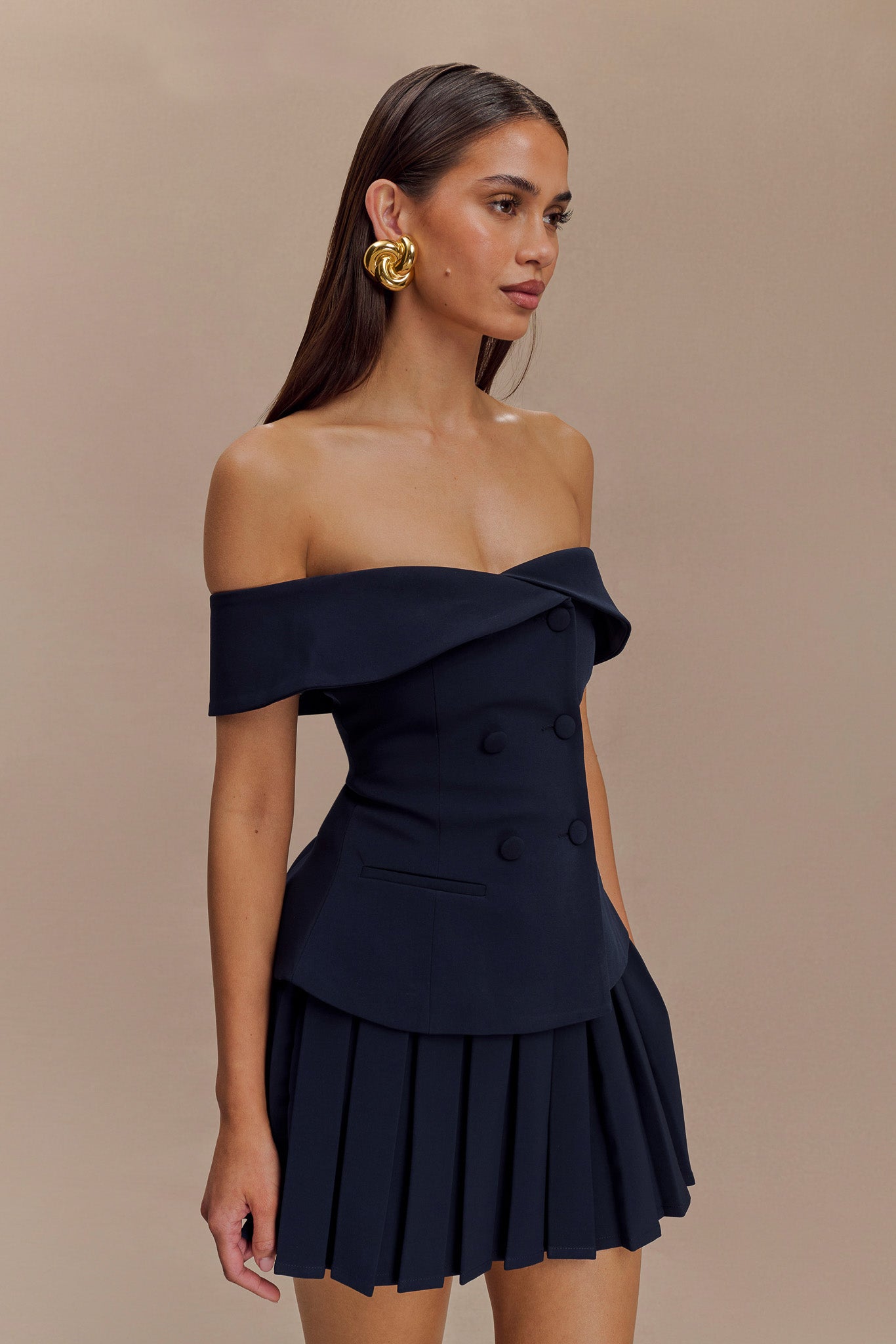 Krista Strapless Suiting Top - Navy #6