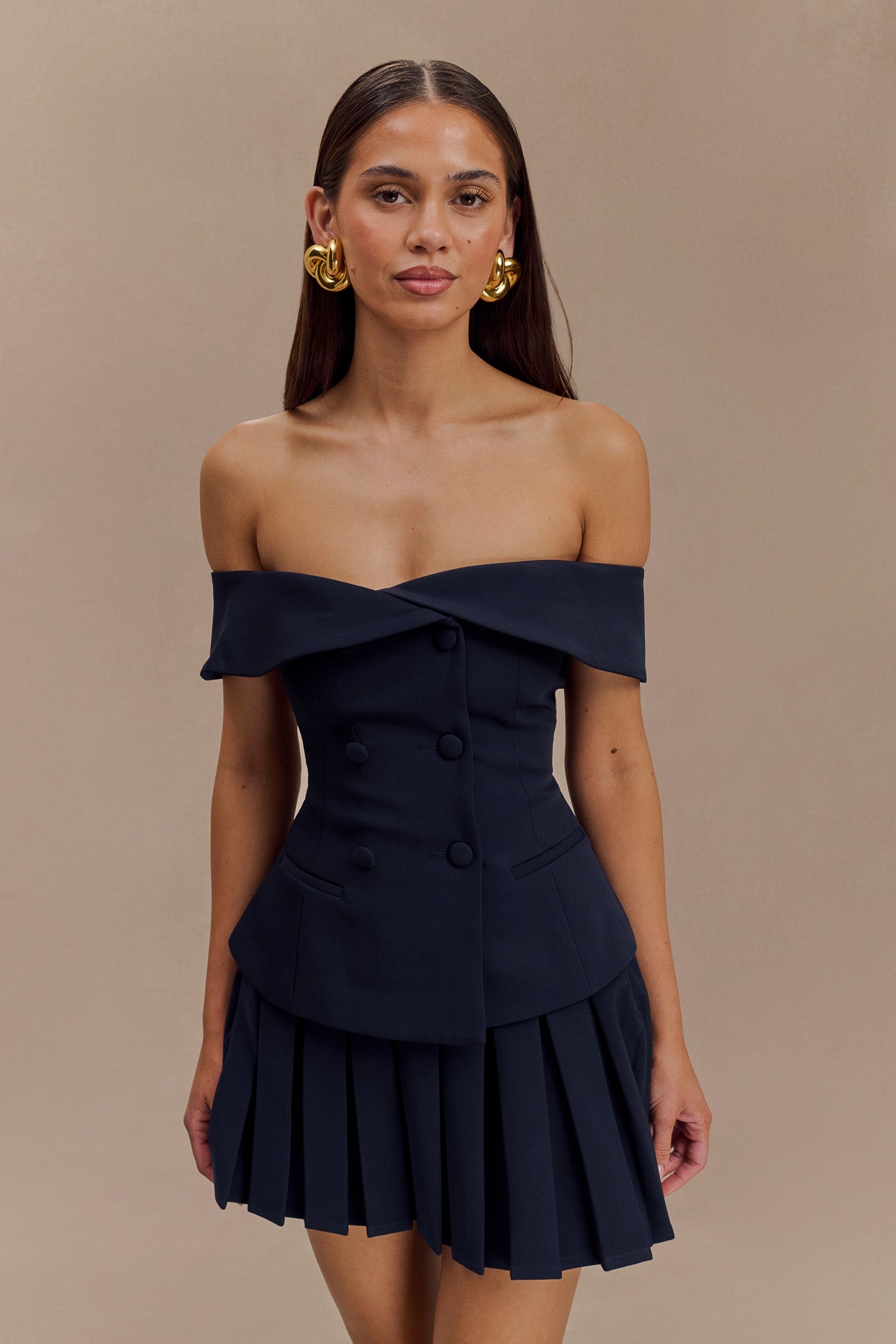 Mura Pleated Mini Skirt - Navy #5