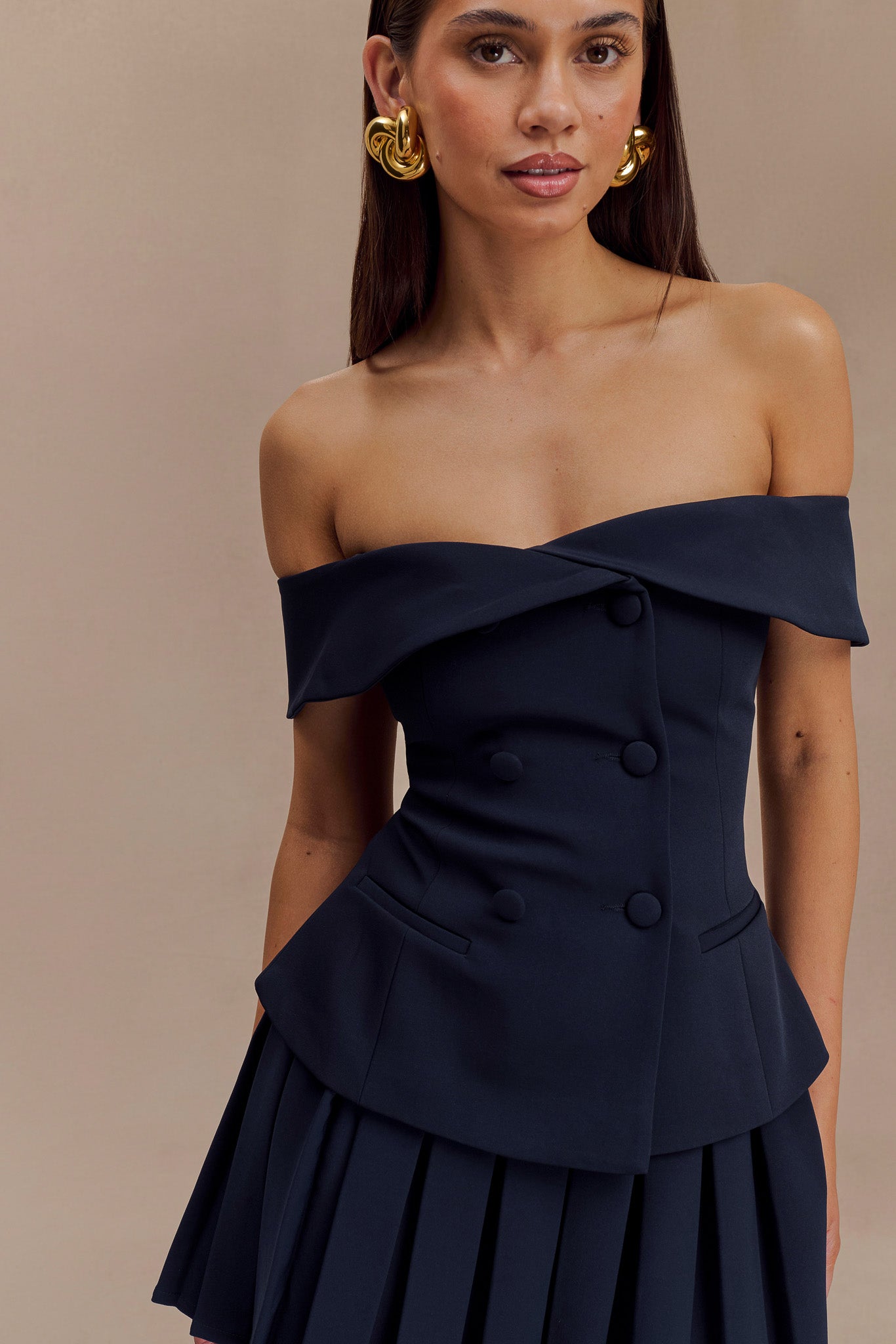 Krista Strapless Suiting Top - Navy #7