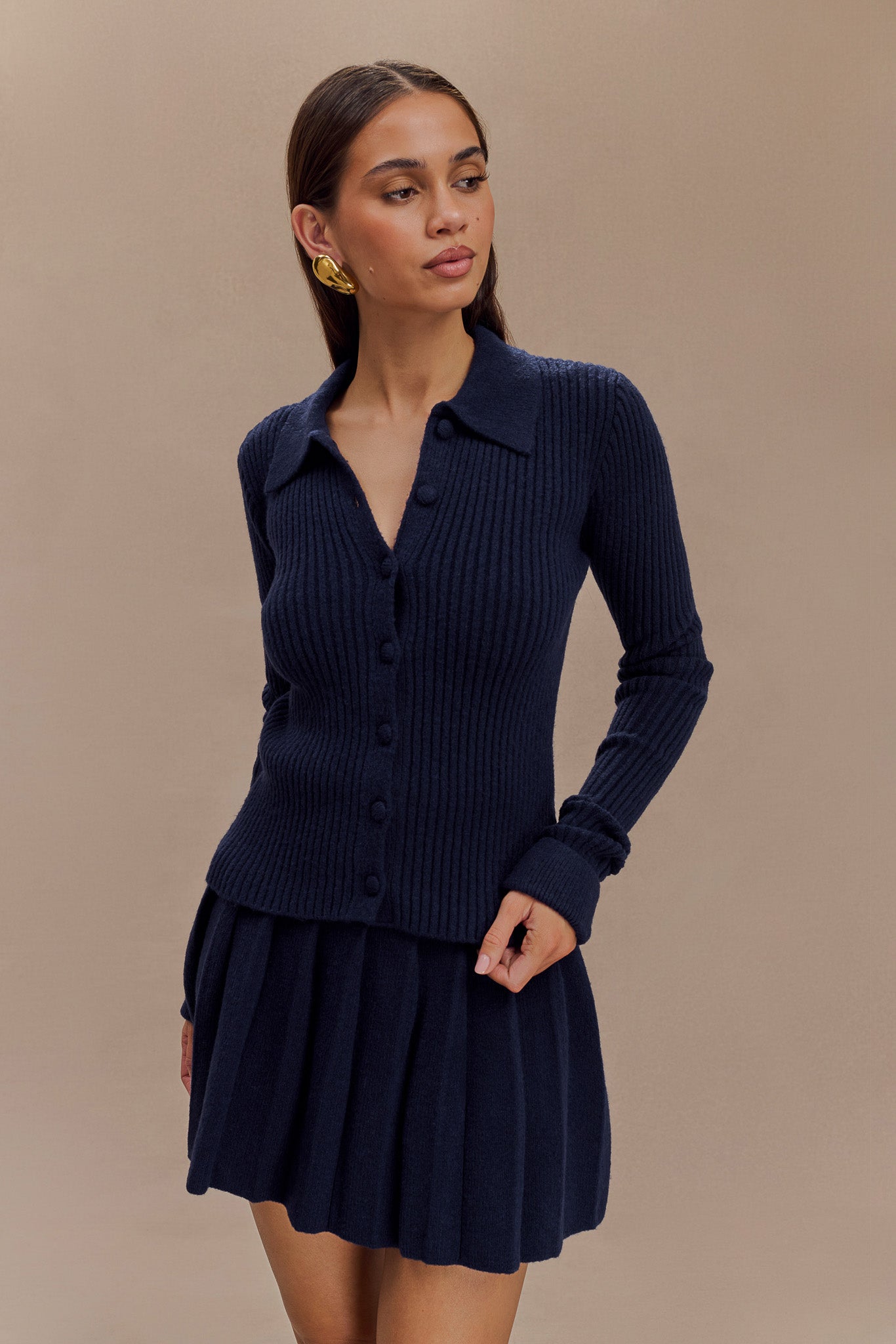 Erin Long Sleeve Button Cardigan - Navy #8