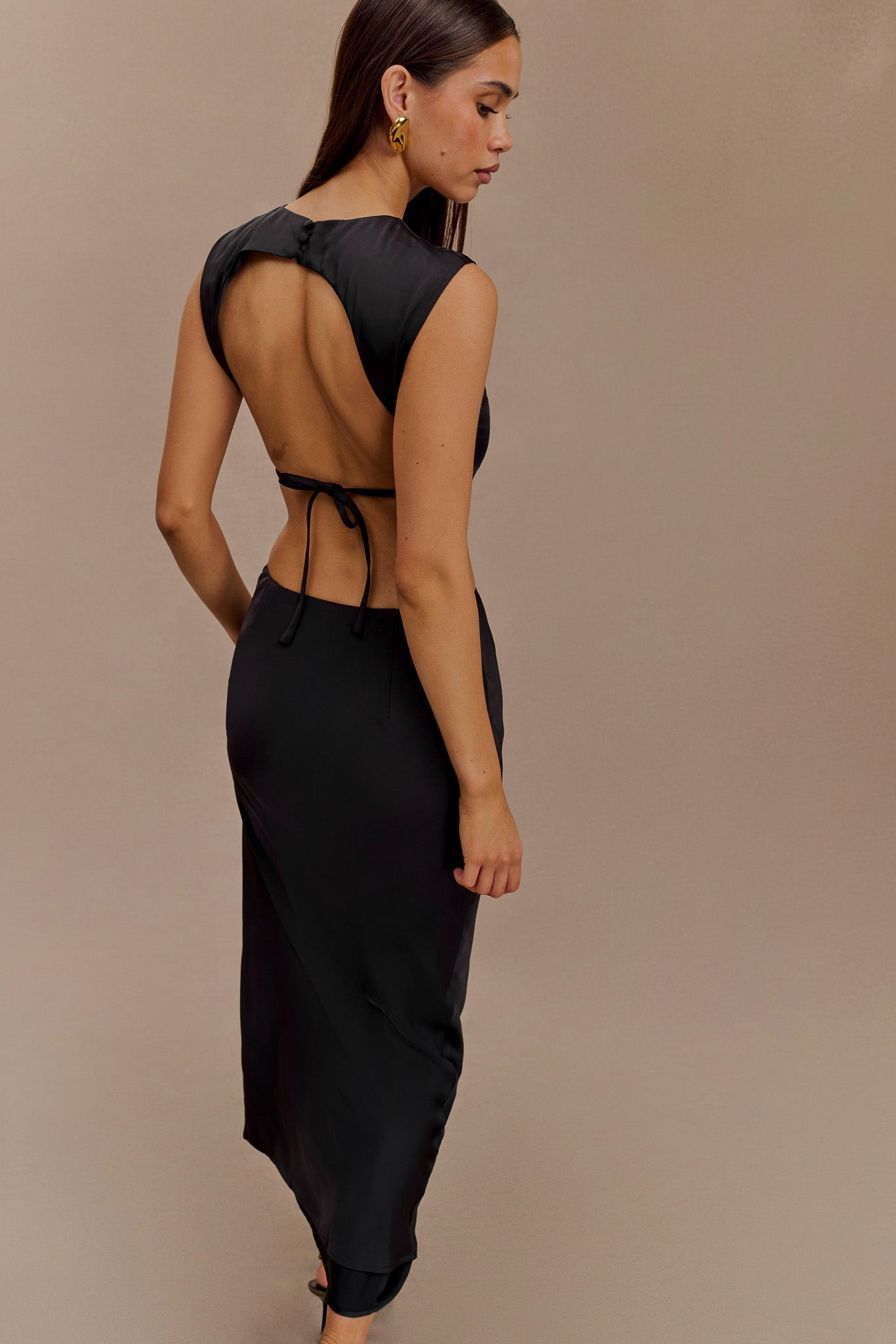 Viviana Satin Sleeveless Crop Top - Black #6