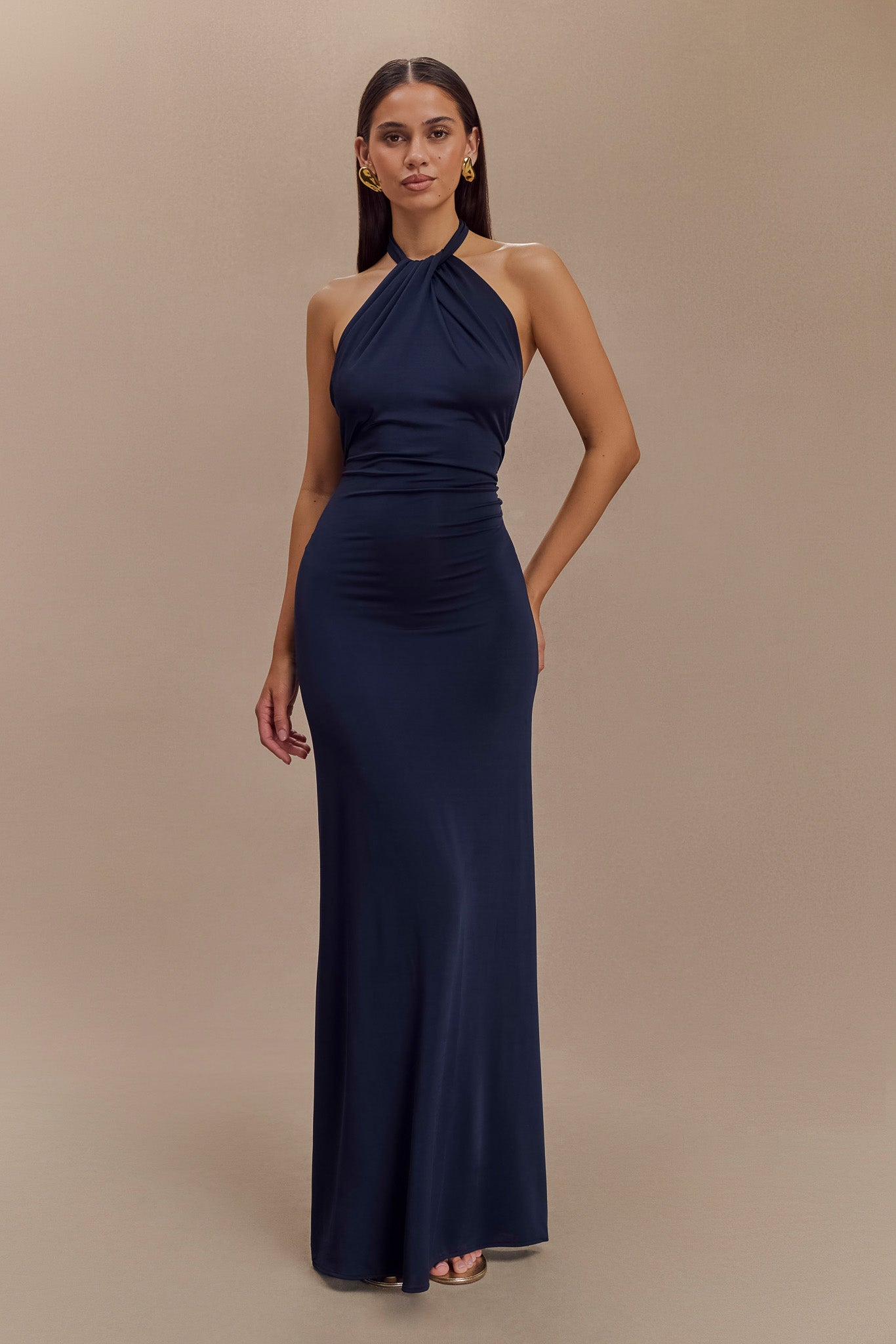 Elyna Slinky Halter Maxi Dress - Navy #5