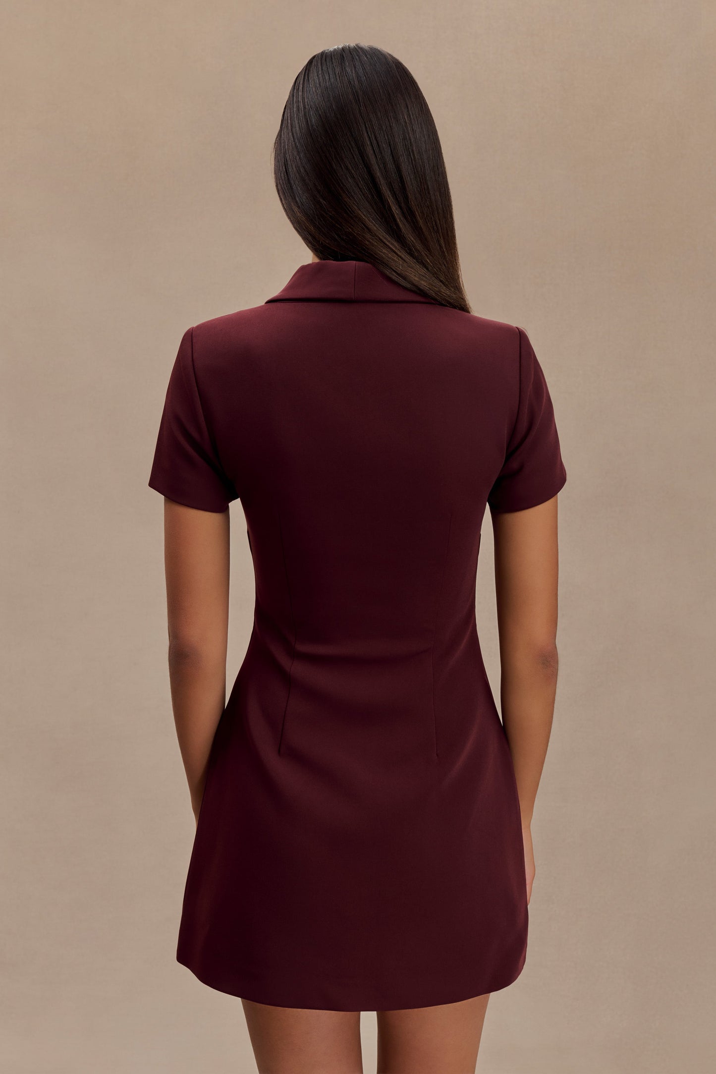 Paolina Collared Suiting Mini Dress - Plum