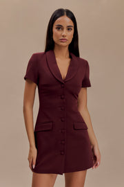 Paolina Collared Suiting Mini Dress - Plum