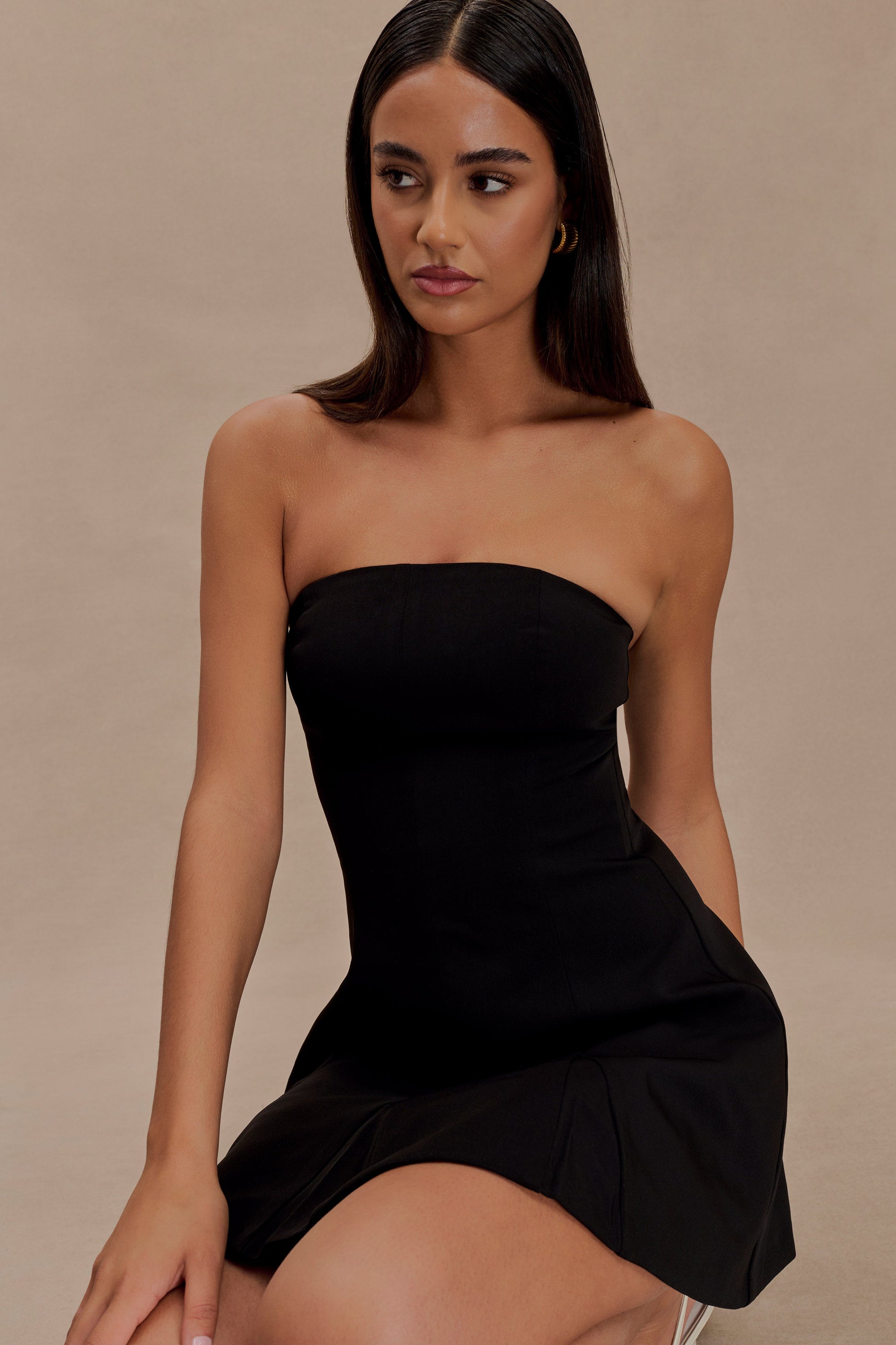 Indiana Strapless Suiting Mini Dress - Black #5