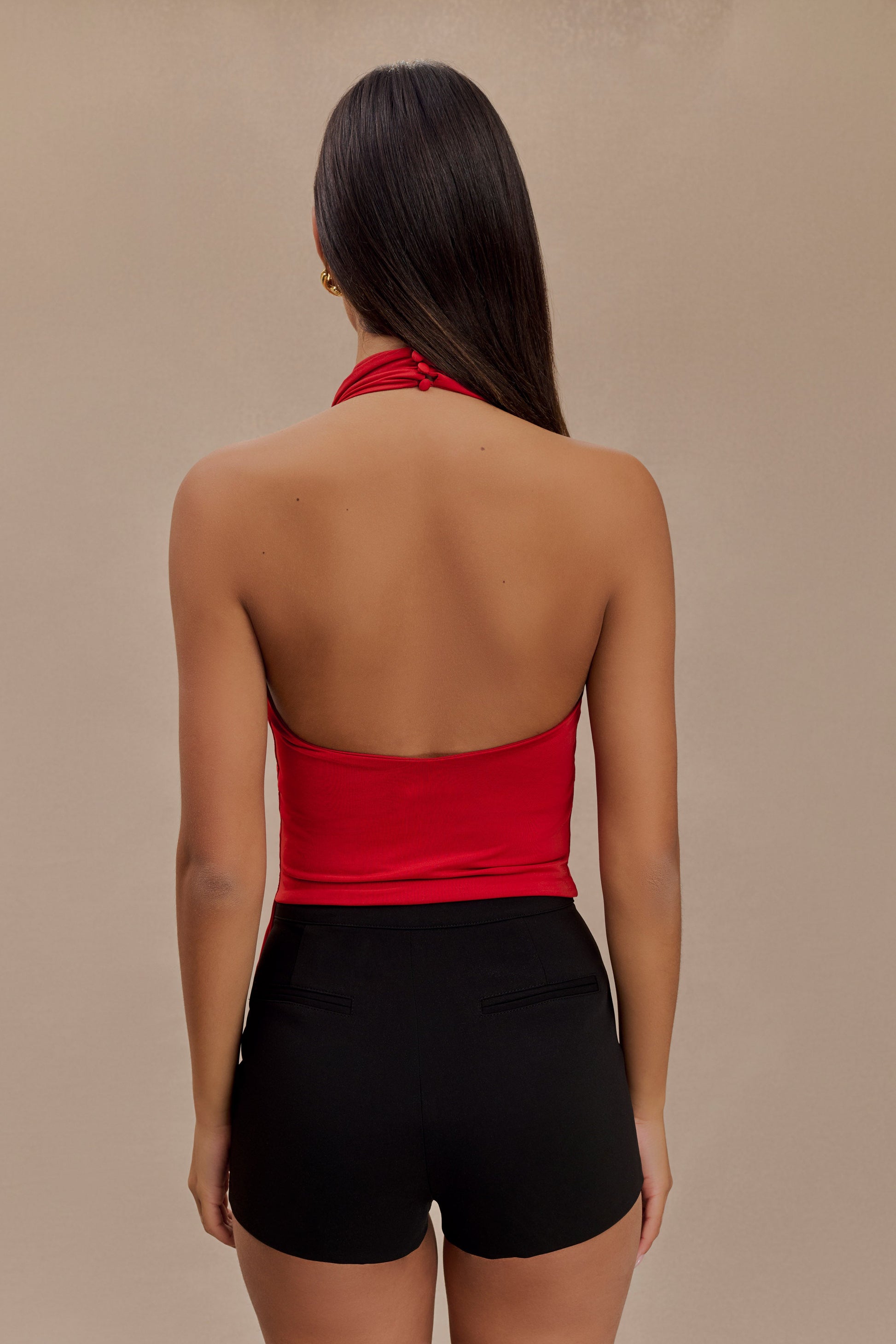 Federica Slinky Halter Neck Top - Red #2