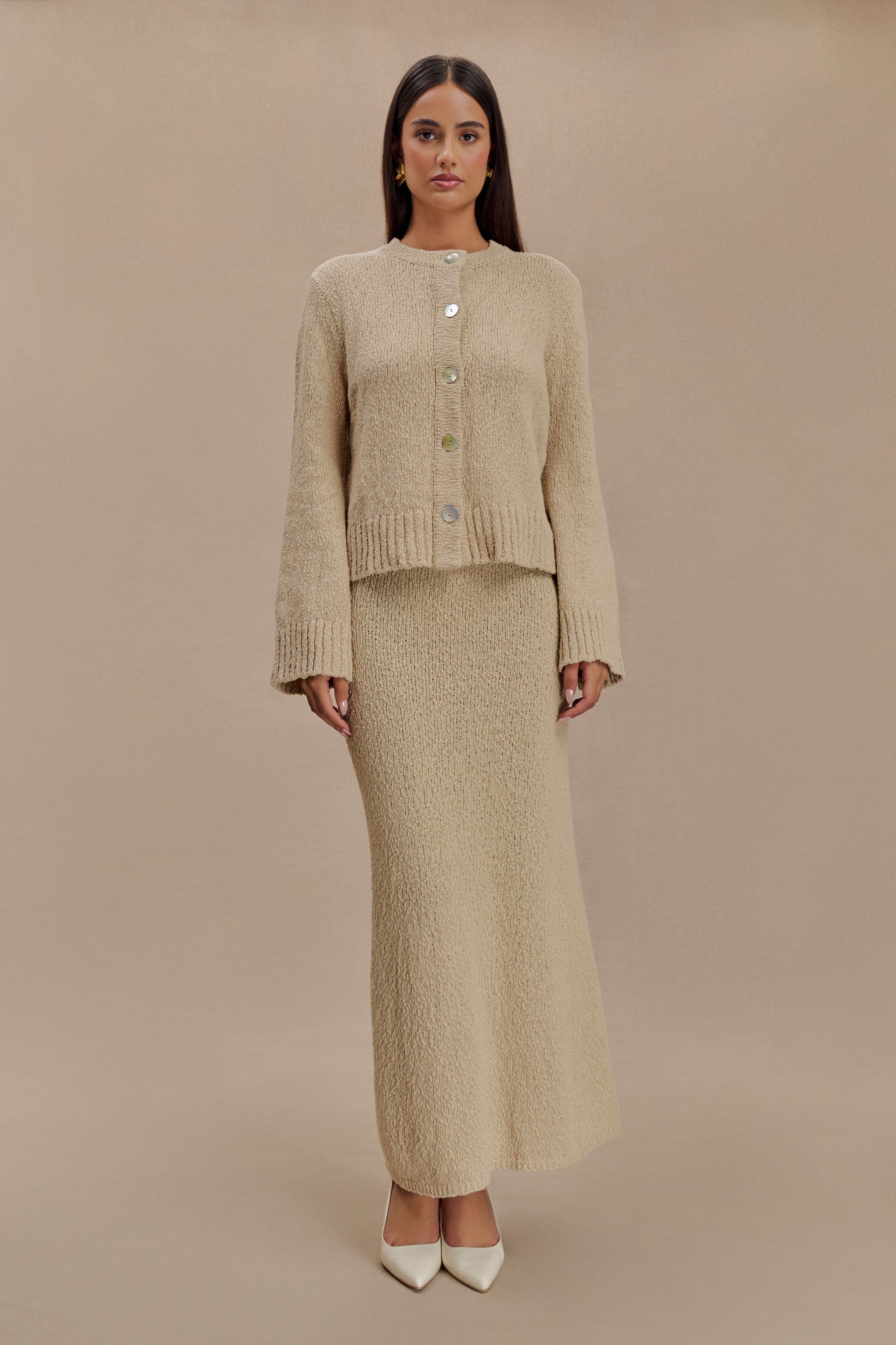 Moira Boucle Maxi Skirt - Wheat #8