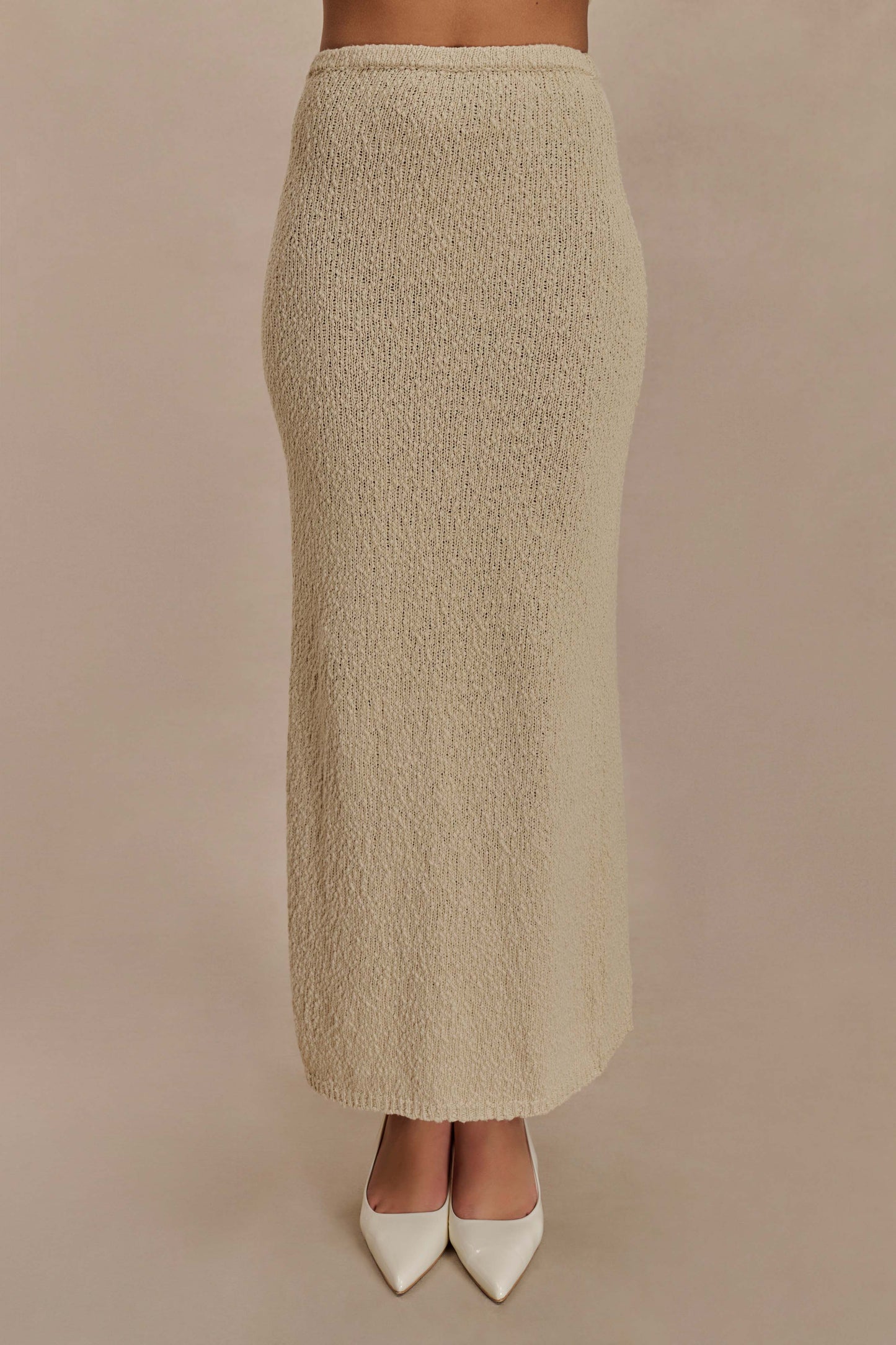 Moira Boucle Maxi Skirt - Wheat