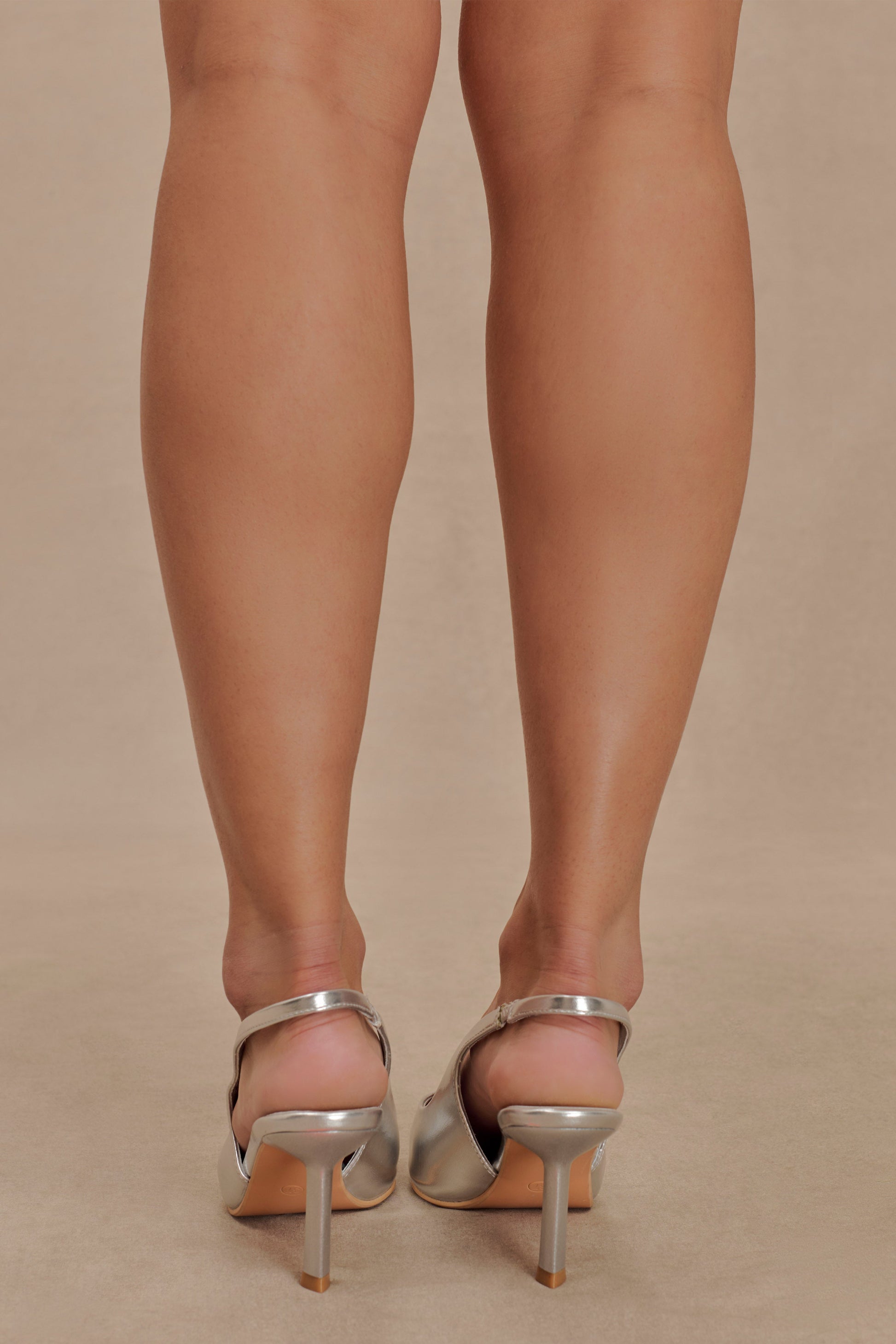 Dasha Patent Sling Back Heels - Silver #3