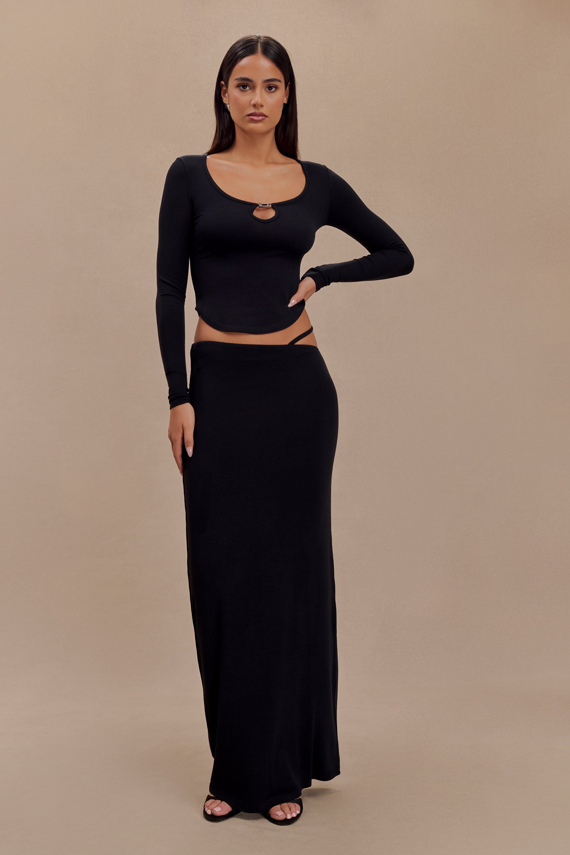 Natalia Modal Buckle Maxi Skirt - Black #3