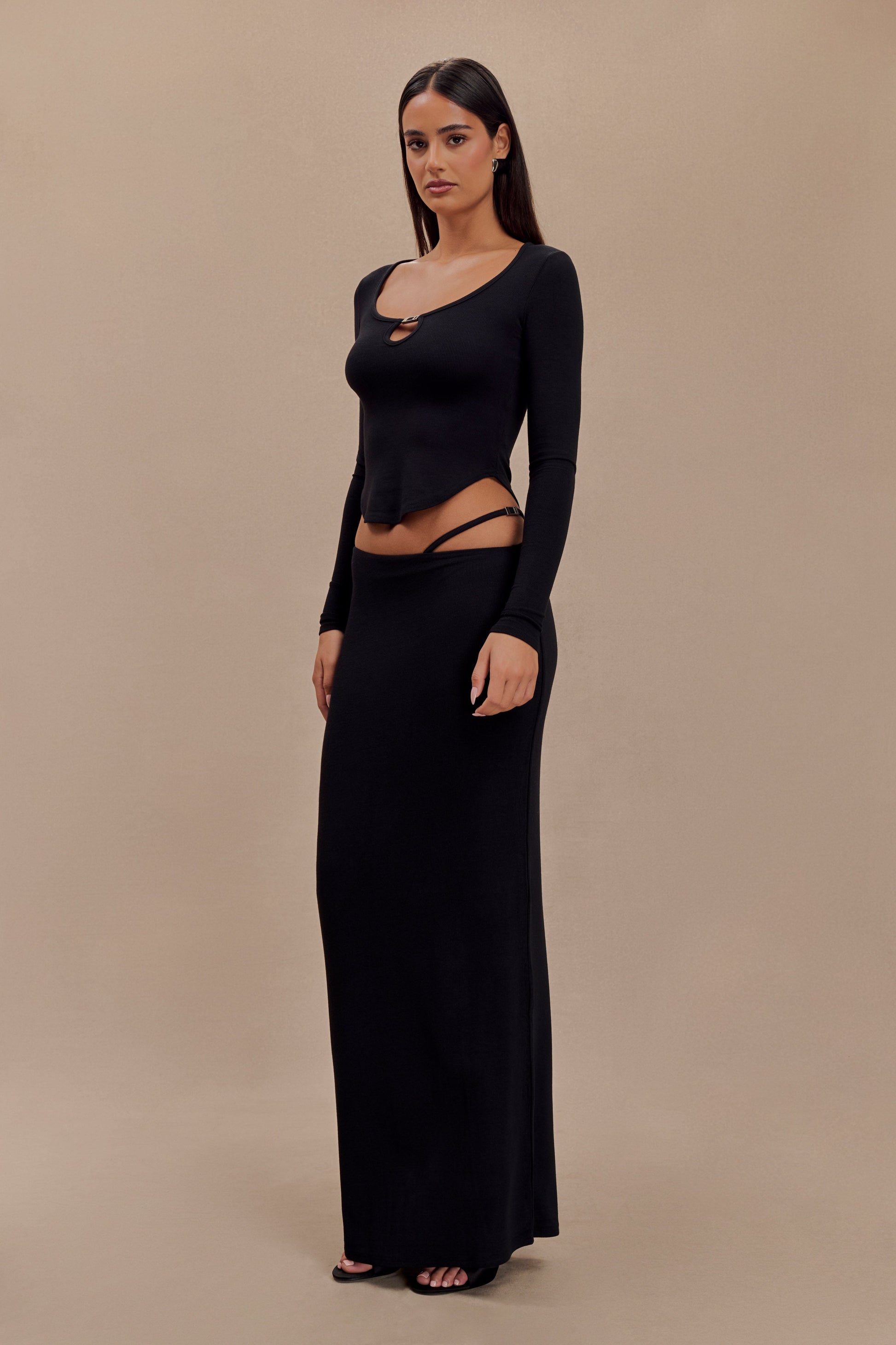 Natalia Modal Buckle Maxi Skirt - Black #4