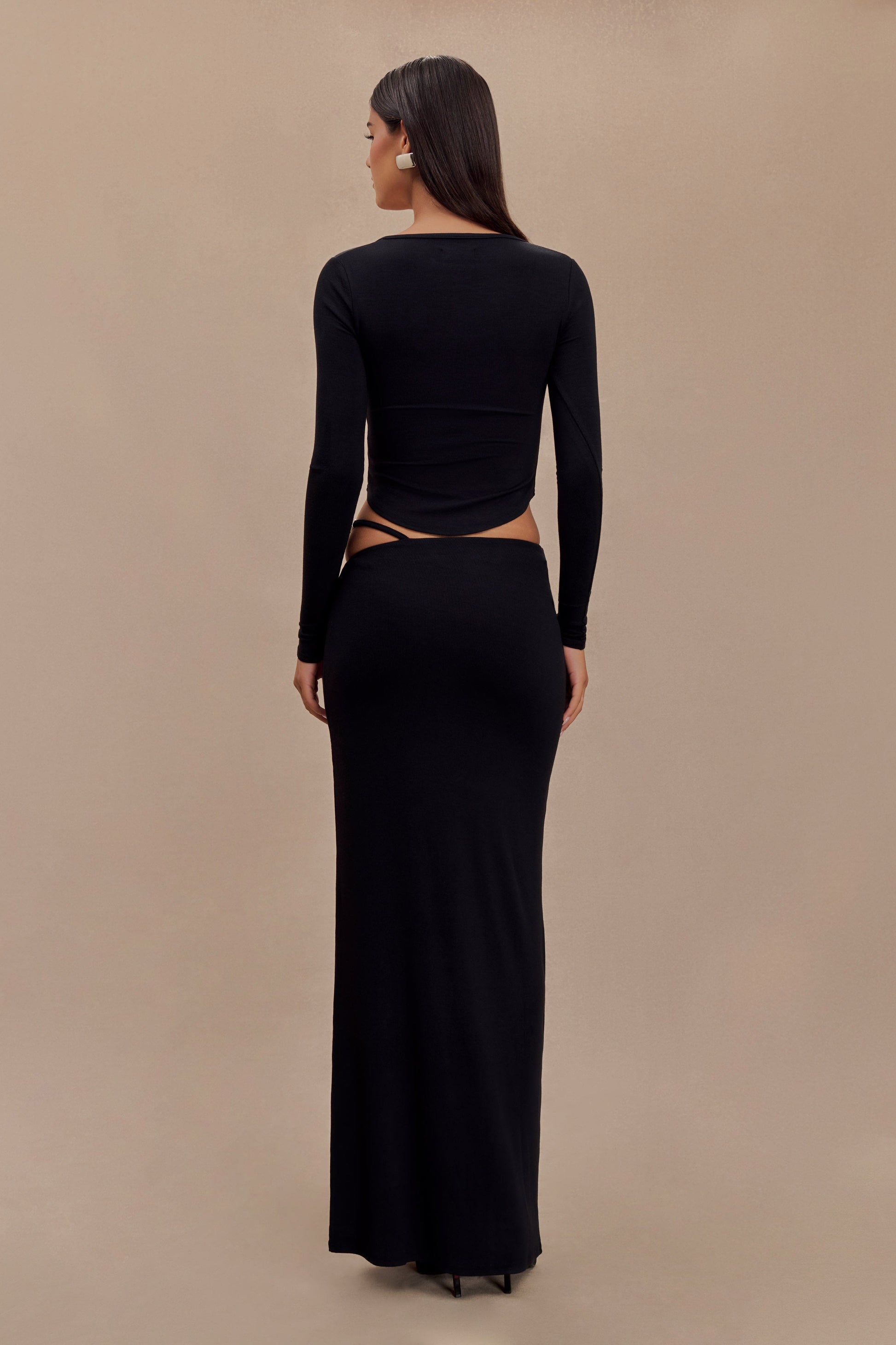 Natalia Modal Buckle Long Sleeve Top - Black #7