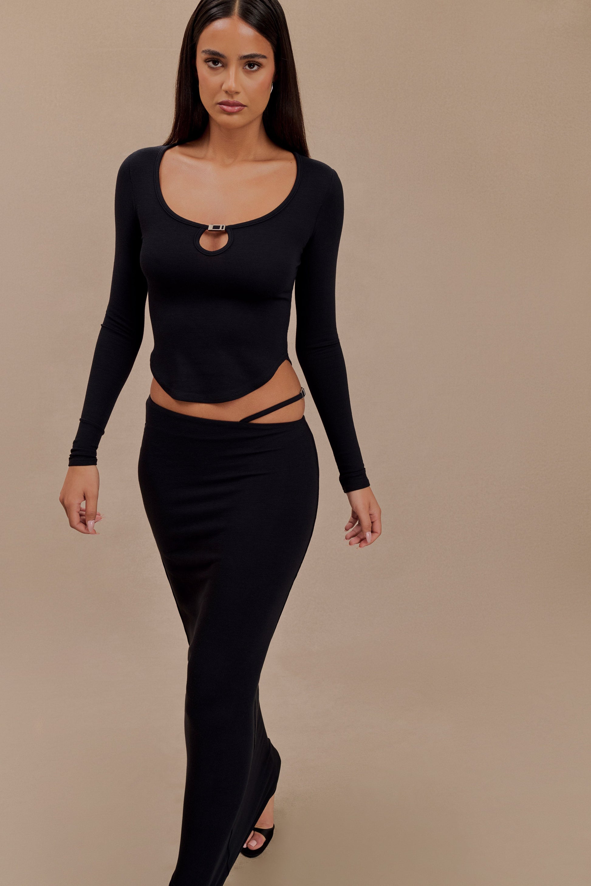 Natalia Modal Buckle Maxi Skirt - Black #7