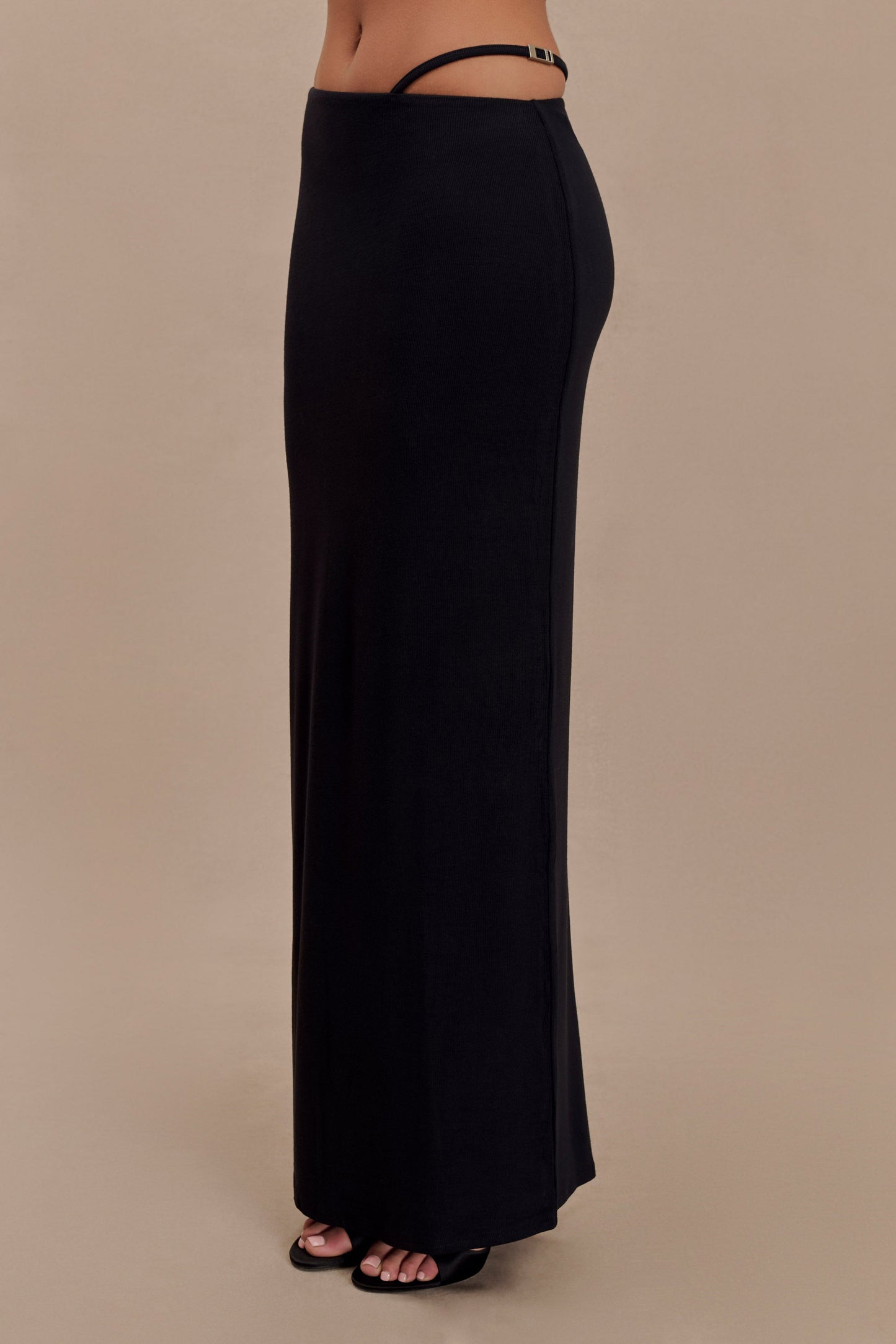 Natalia Modal Buckle Maxi Skirt - Black