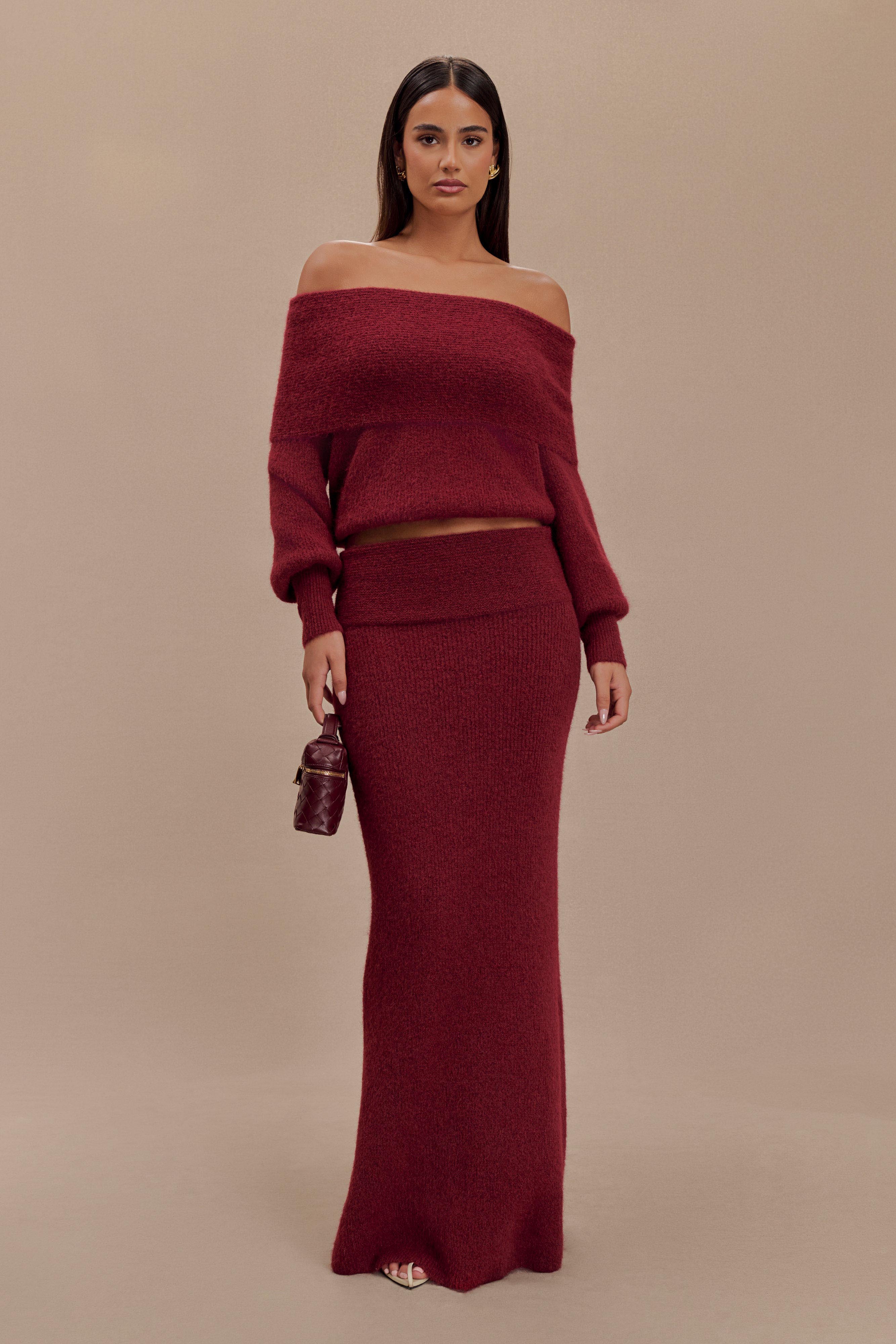 Charlotte Knit Maxi Skirt Overlay Merlot