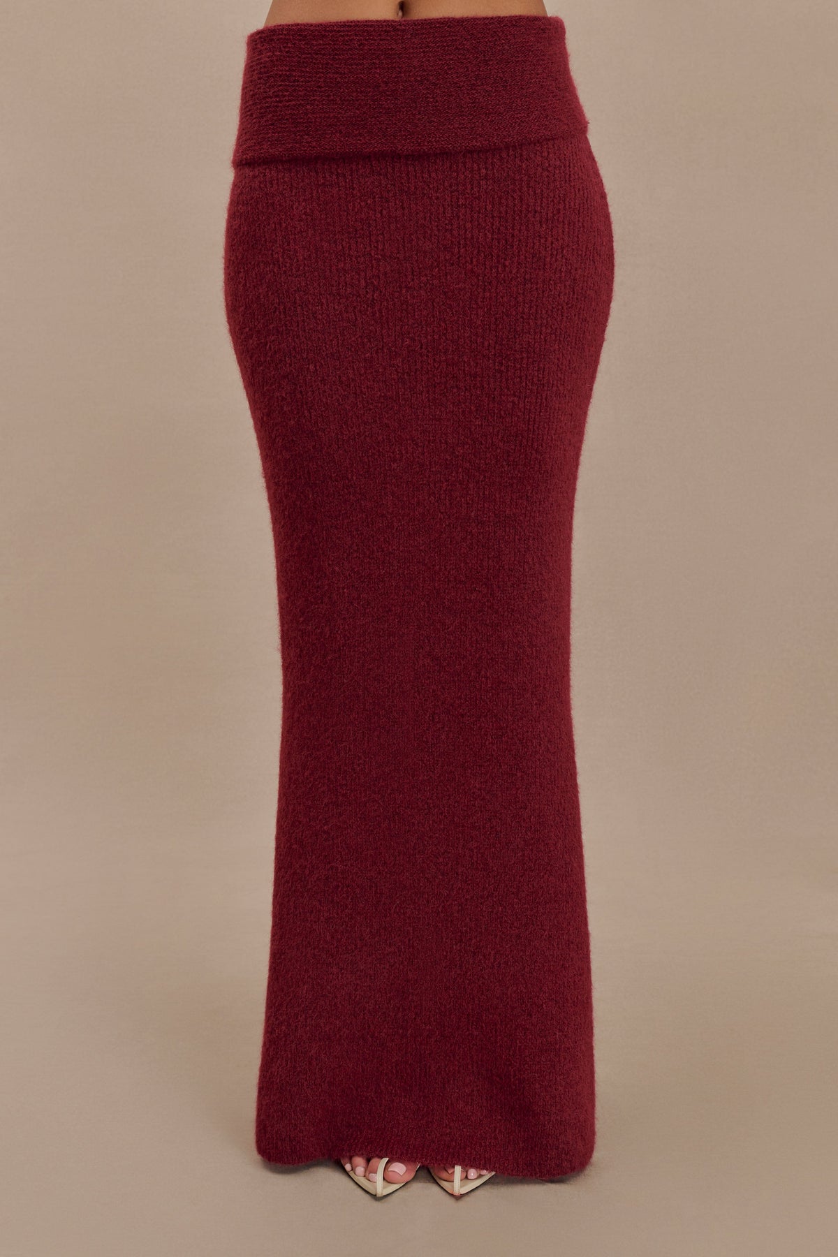 Charlotte Knit Maxi Skirt With Overlay - Merlot #4