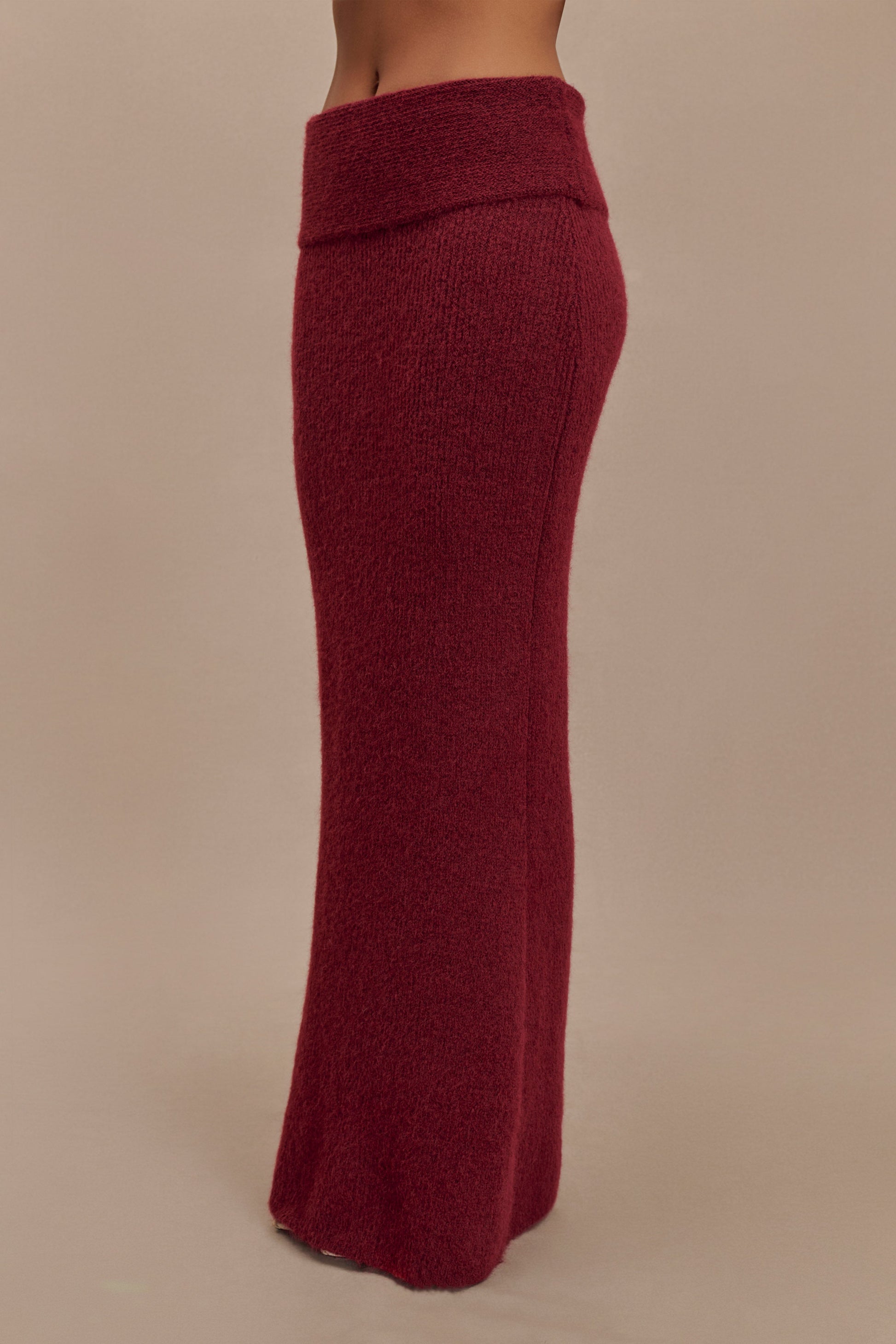 Charlotte Knit Maxi Skirt With Overlay - Merlot #5
