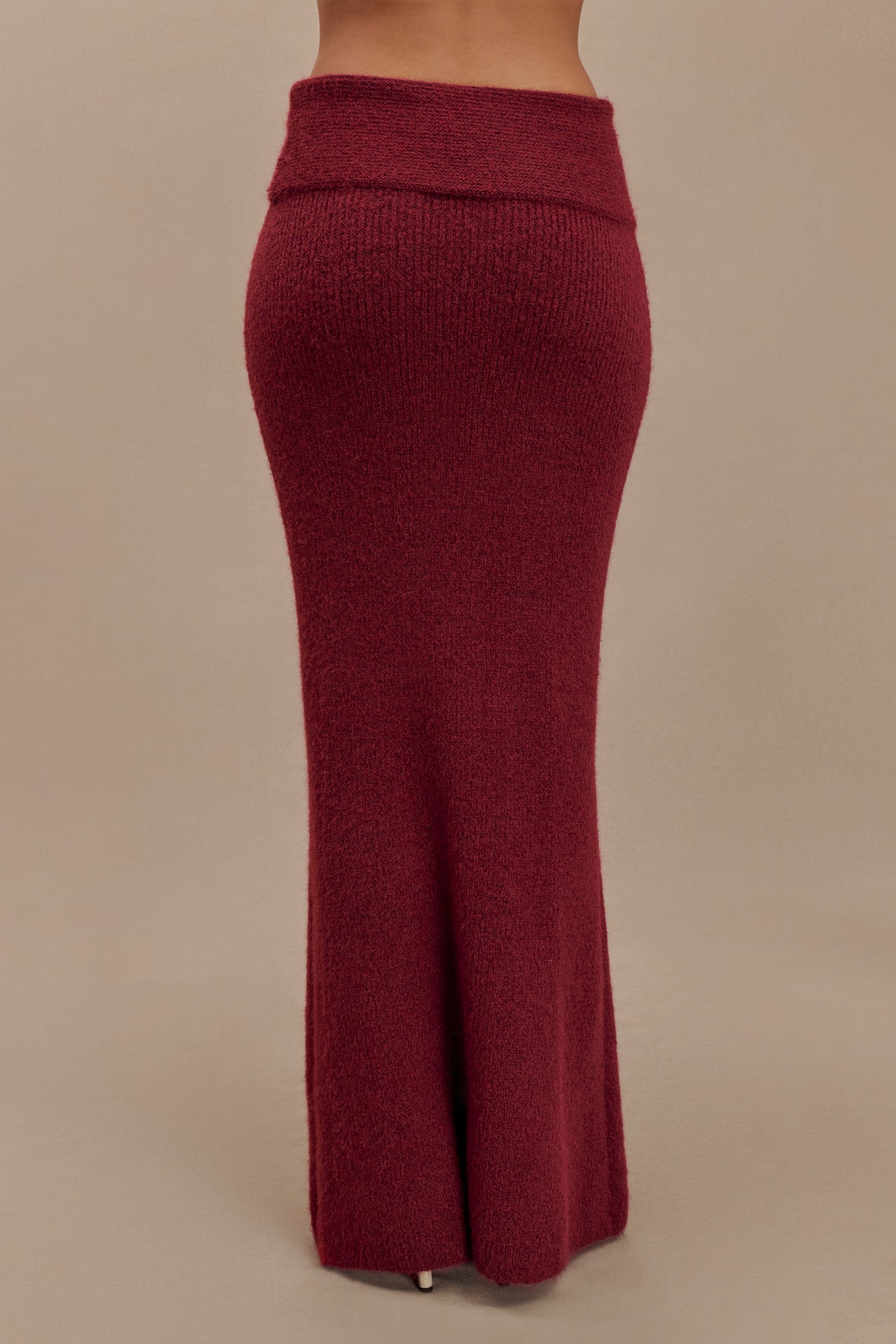 Charlotte Knit Maxi Skirt With Overlay - Merlot