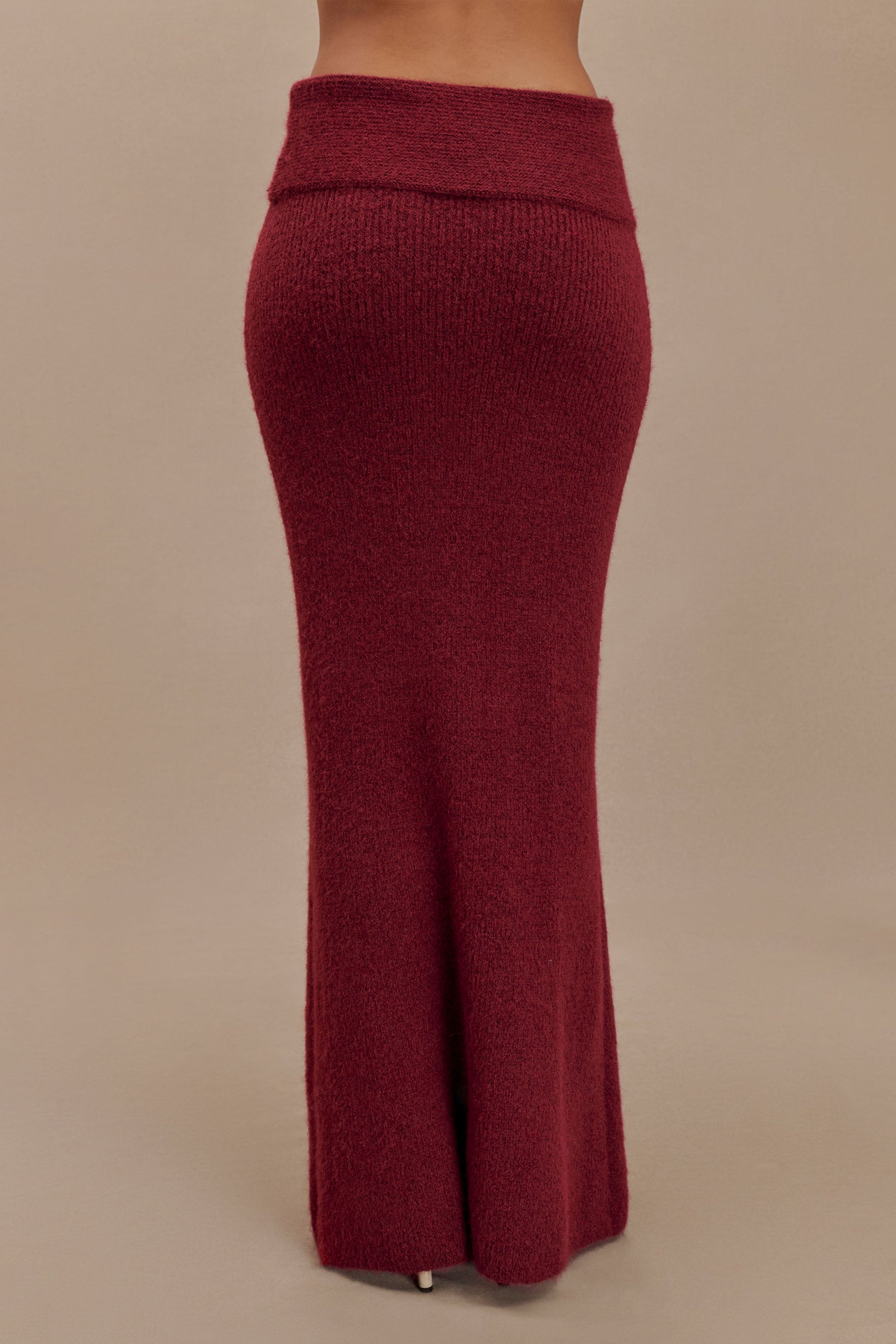 Charlotte Knit Maxi Skirt With Overlay - Merlot #6