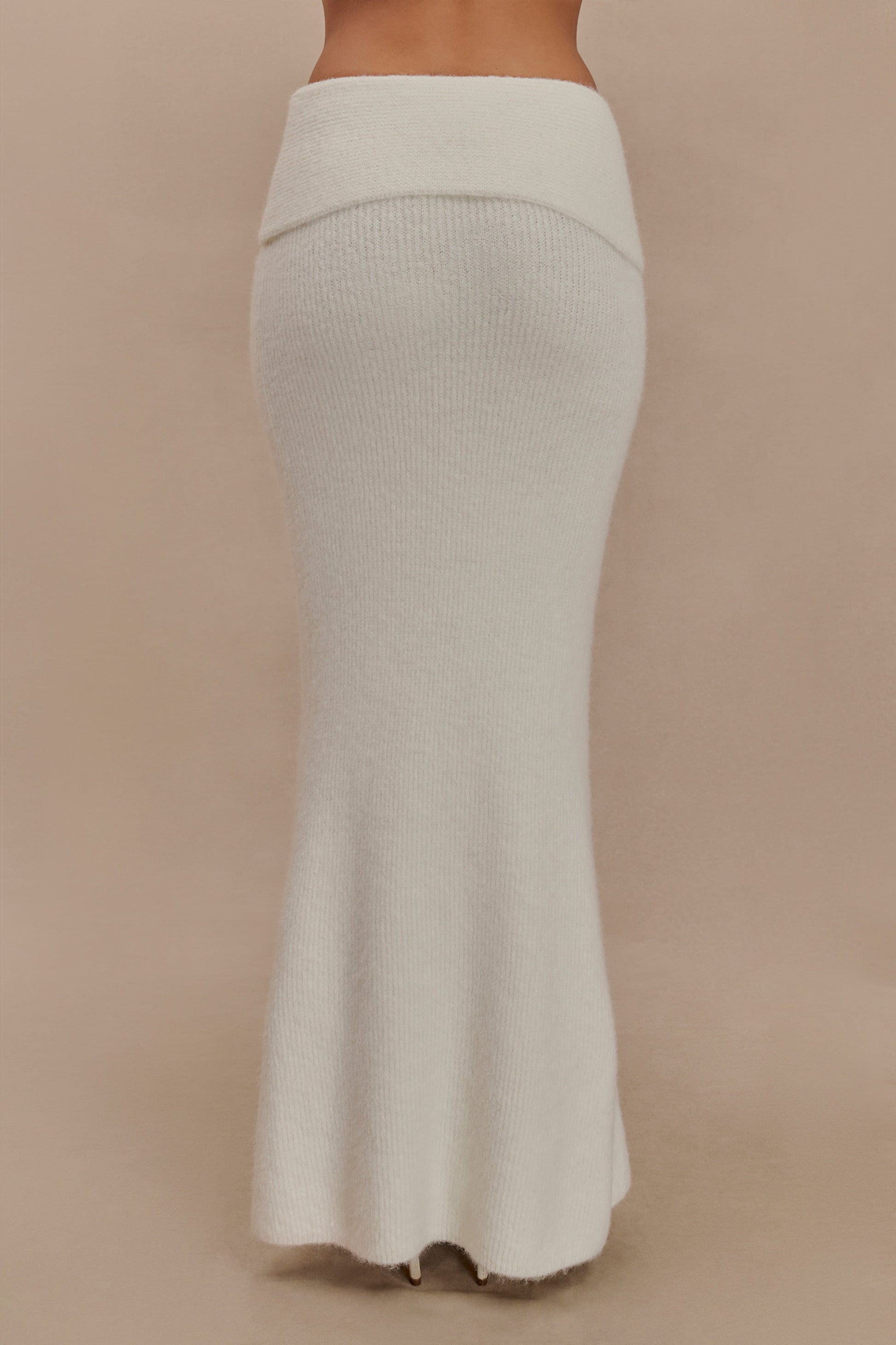 Charlotte Knit Maxi Skirt With Overlay - Ivory #6