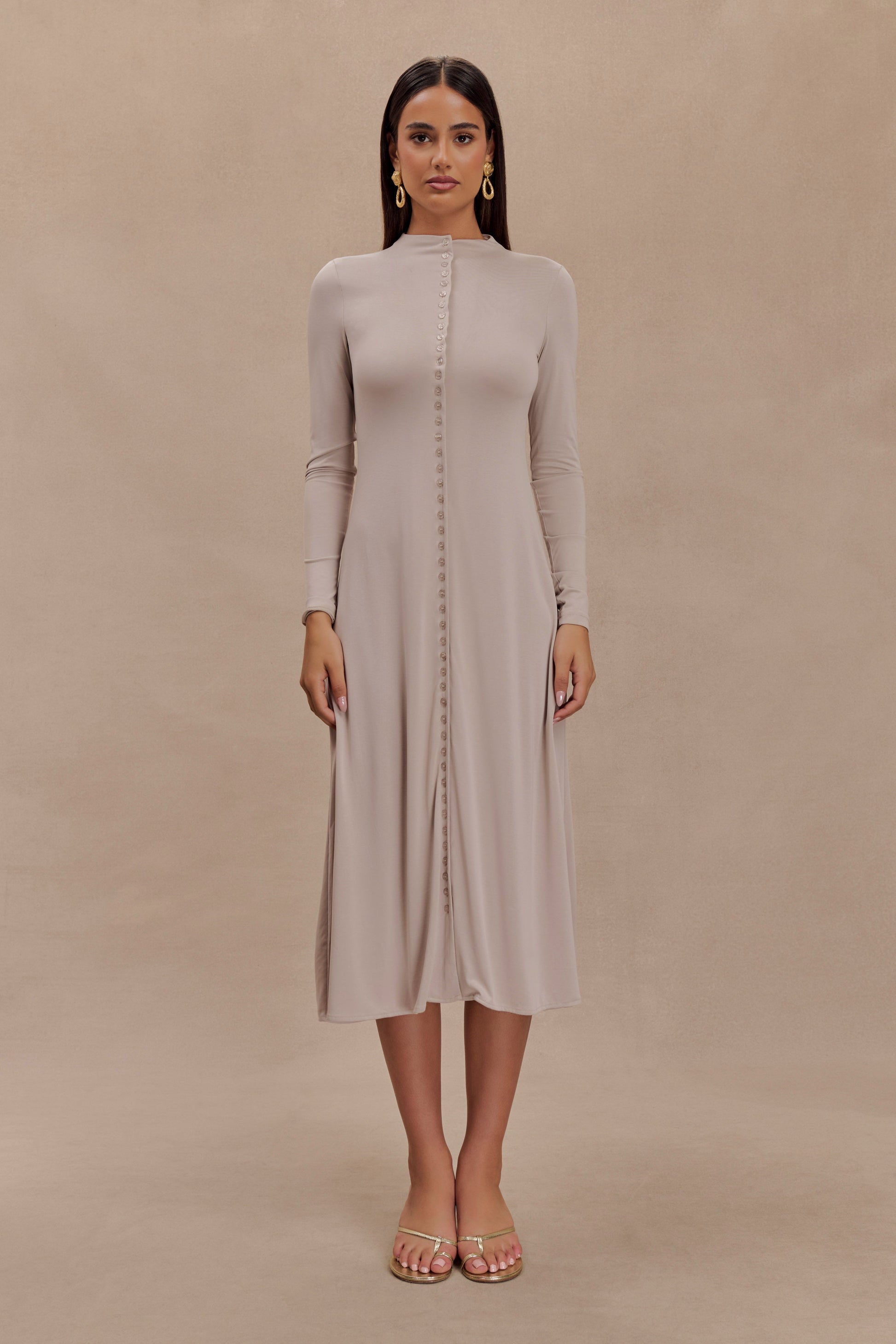 Anders Peached Jersey Midi Dress - Taupe #4