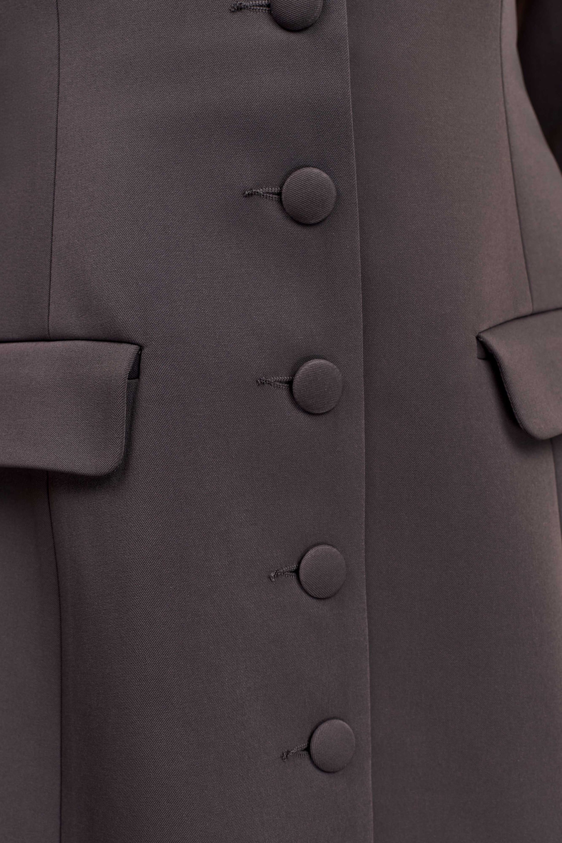 Jolie Boat Neck Suiting Mini Dress - Charcoal Grey #9