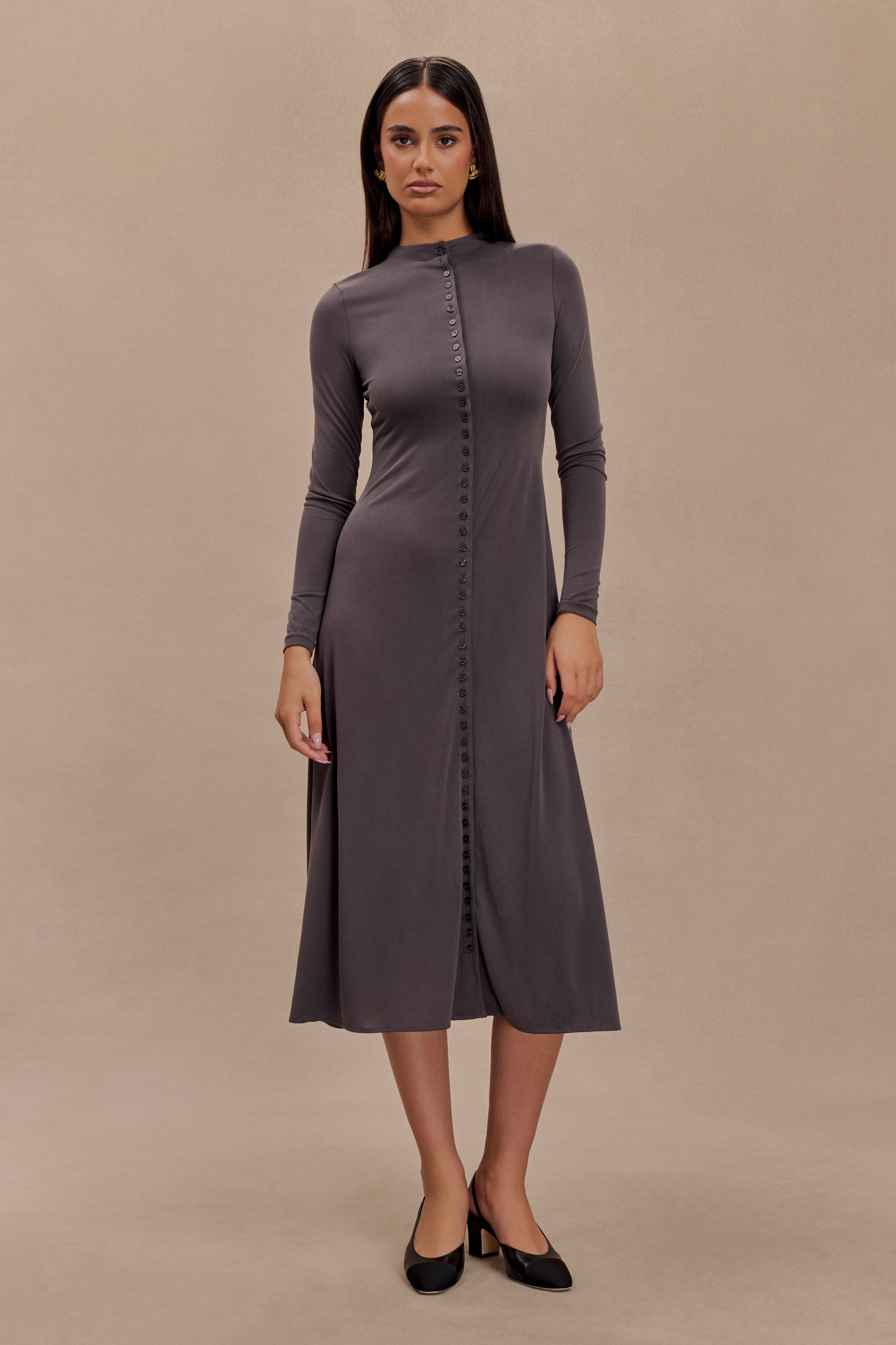 Anders Peached Jersey Midi Dress - Charcoal #4