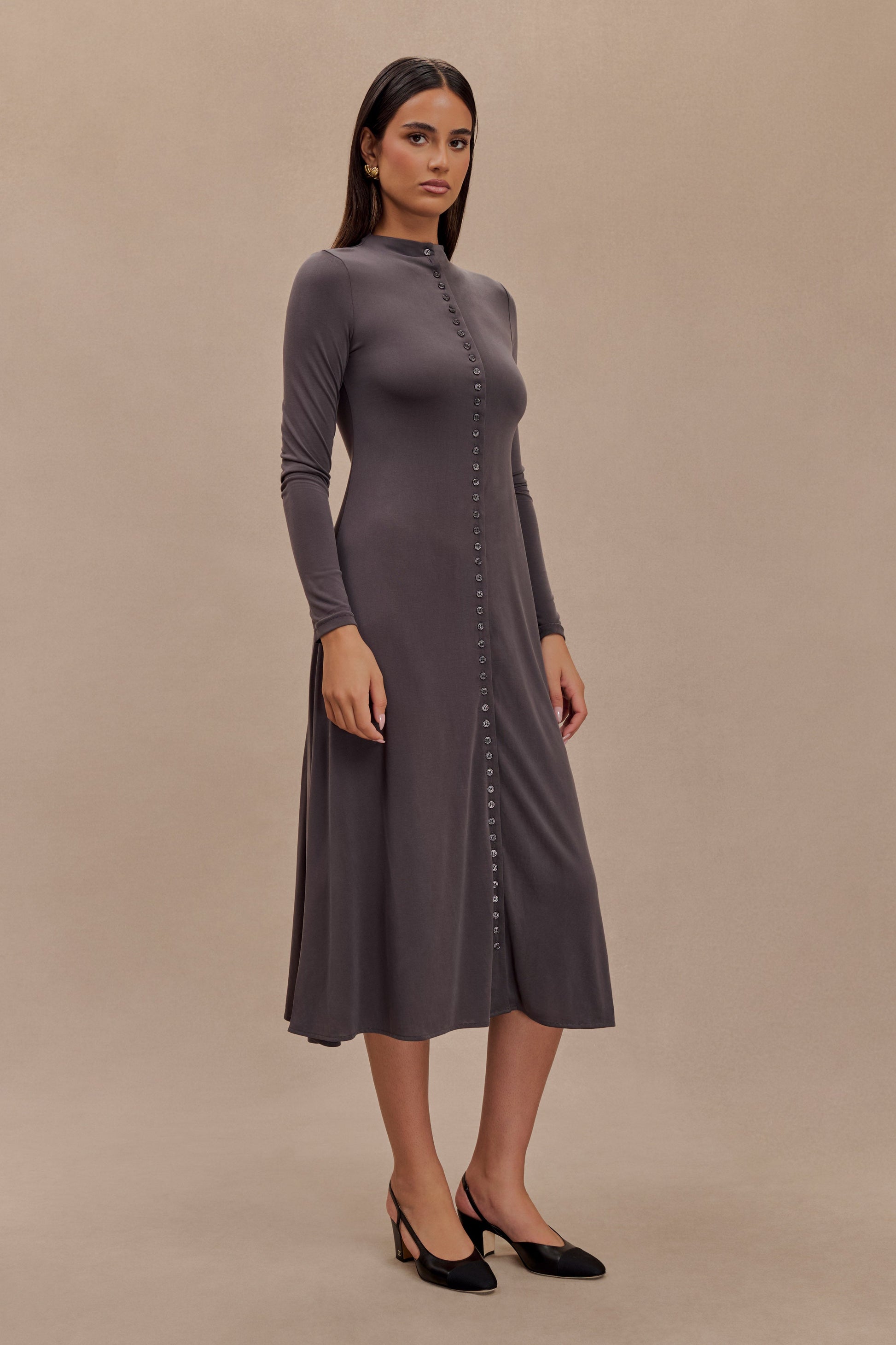 Anders Peached Jersey Midi Dress - Charcoal #3
