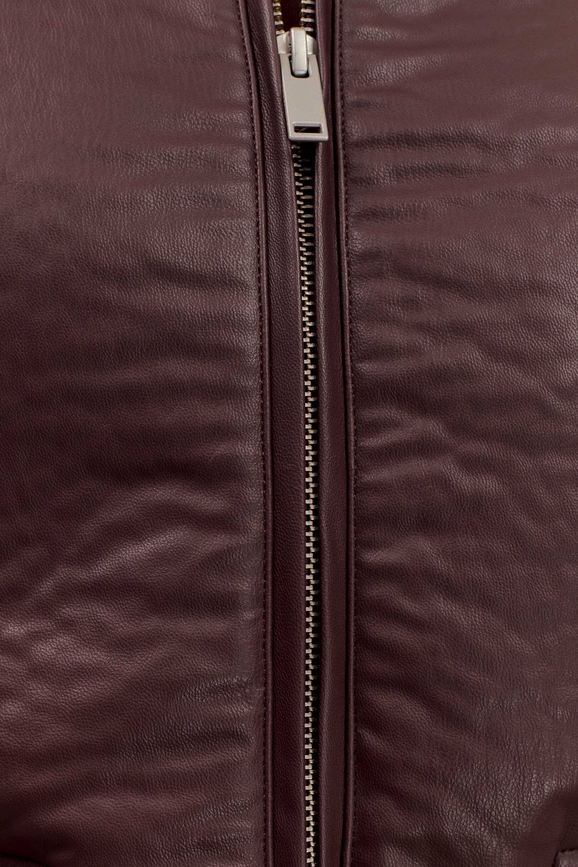 Codi Faux Leather Bomber Jacket - Merlot #7