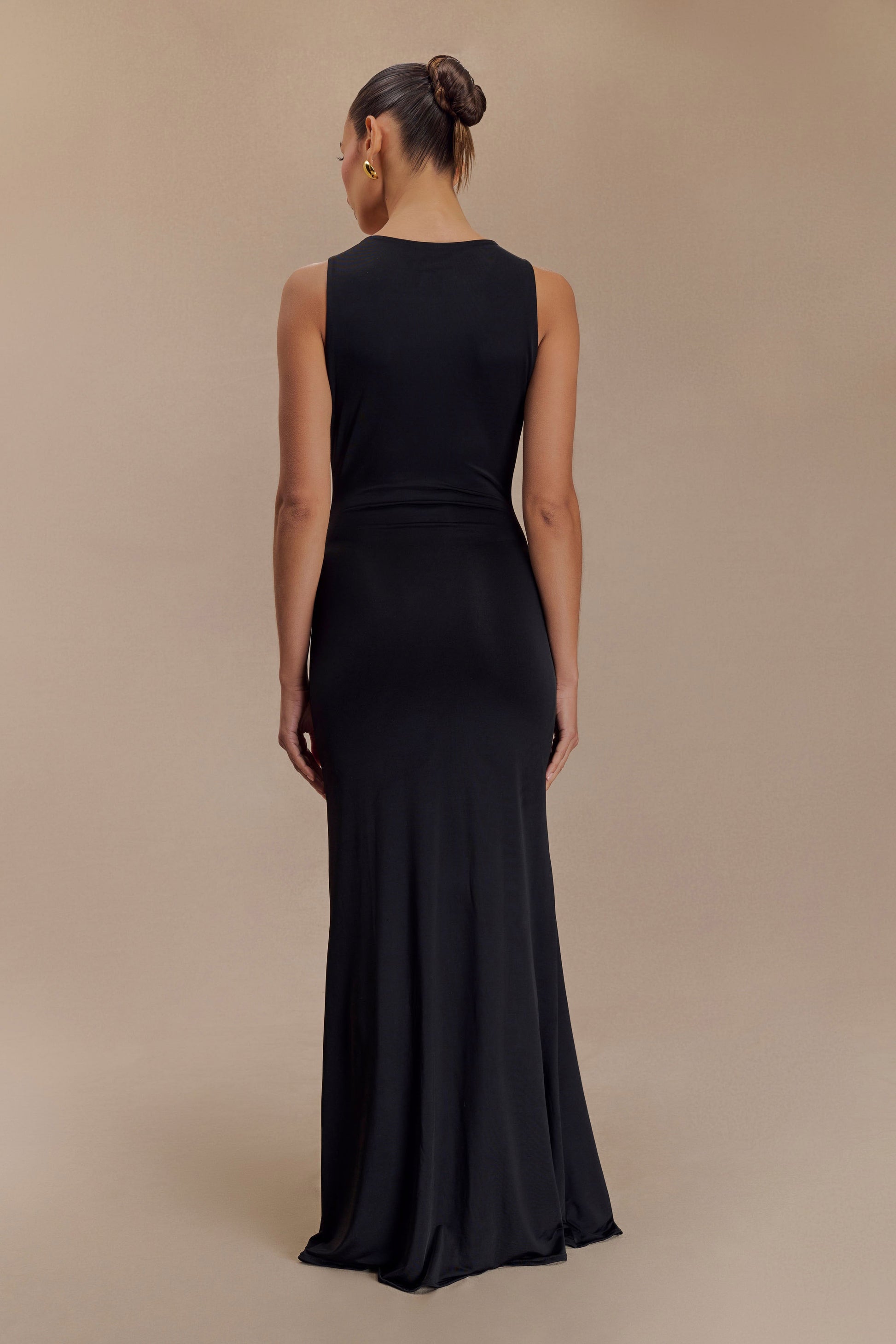 Beck Plunge Maxi Dress With Floral Hardware - Black #3