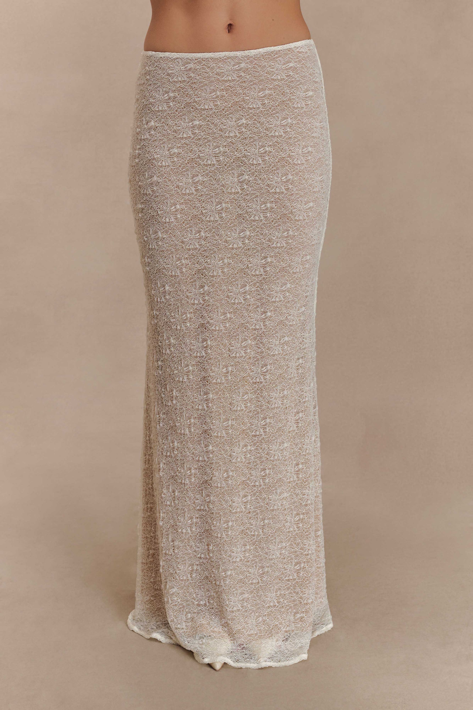 Robyn Sheer Lace Maxi Skirt - Ivory #5