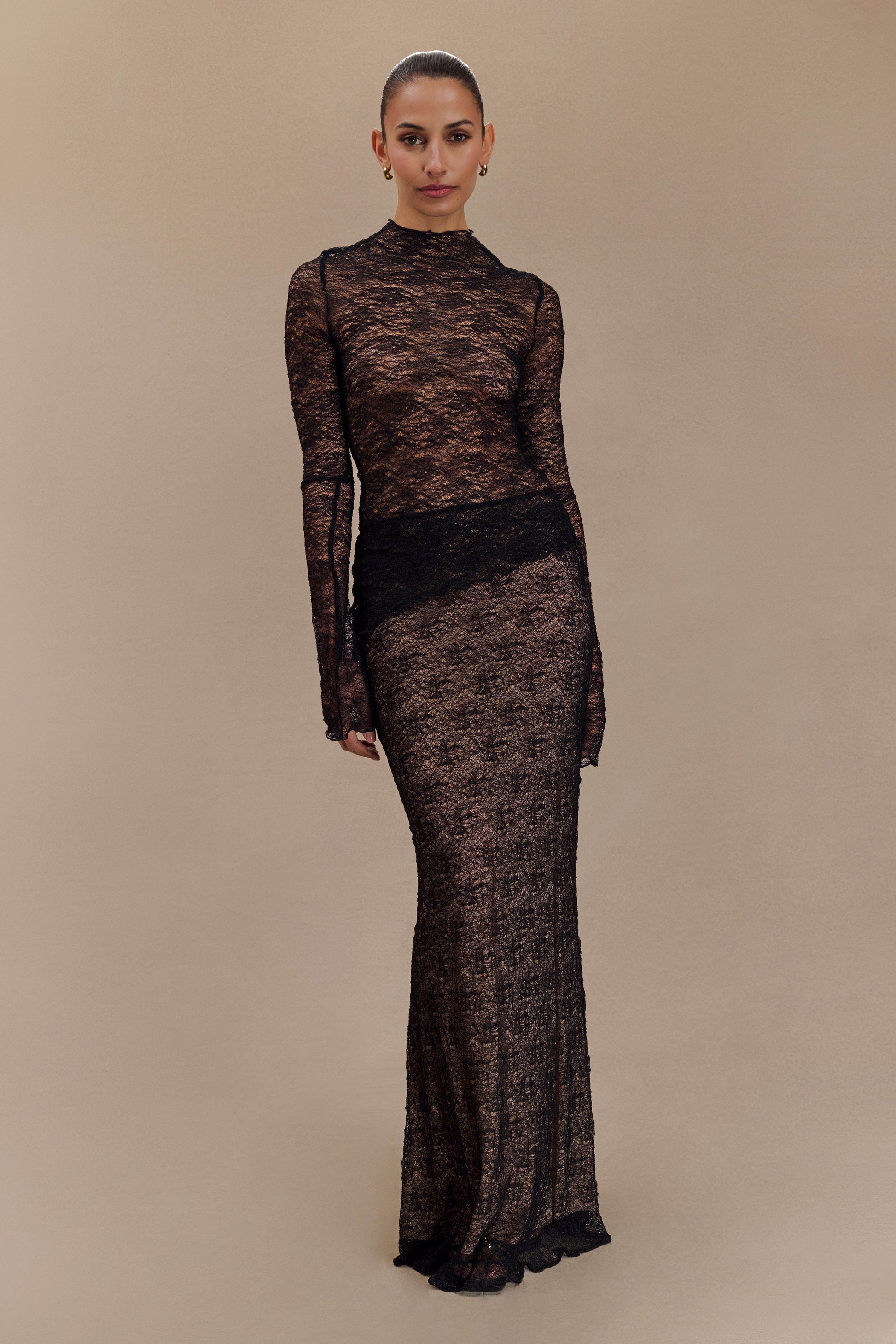Robyn Sheer Lace Maxi Skirt - Black #7