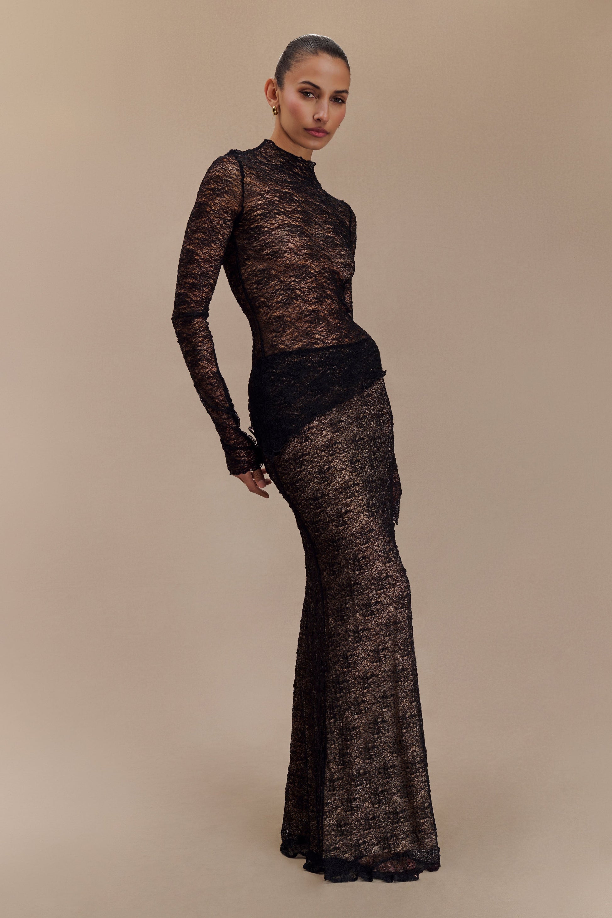 Robyn Sheer Lace Maxi Skirt - Black #3