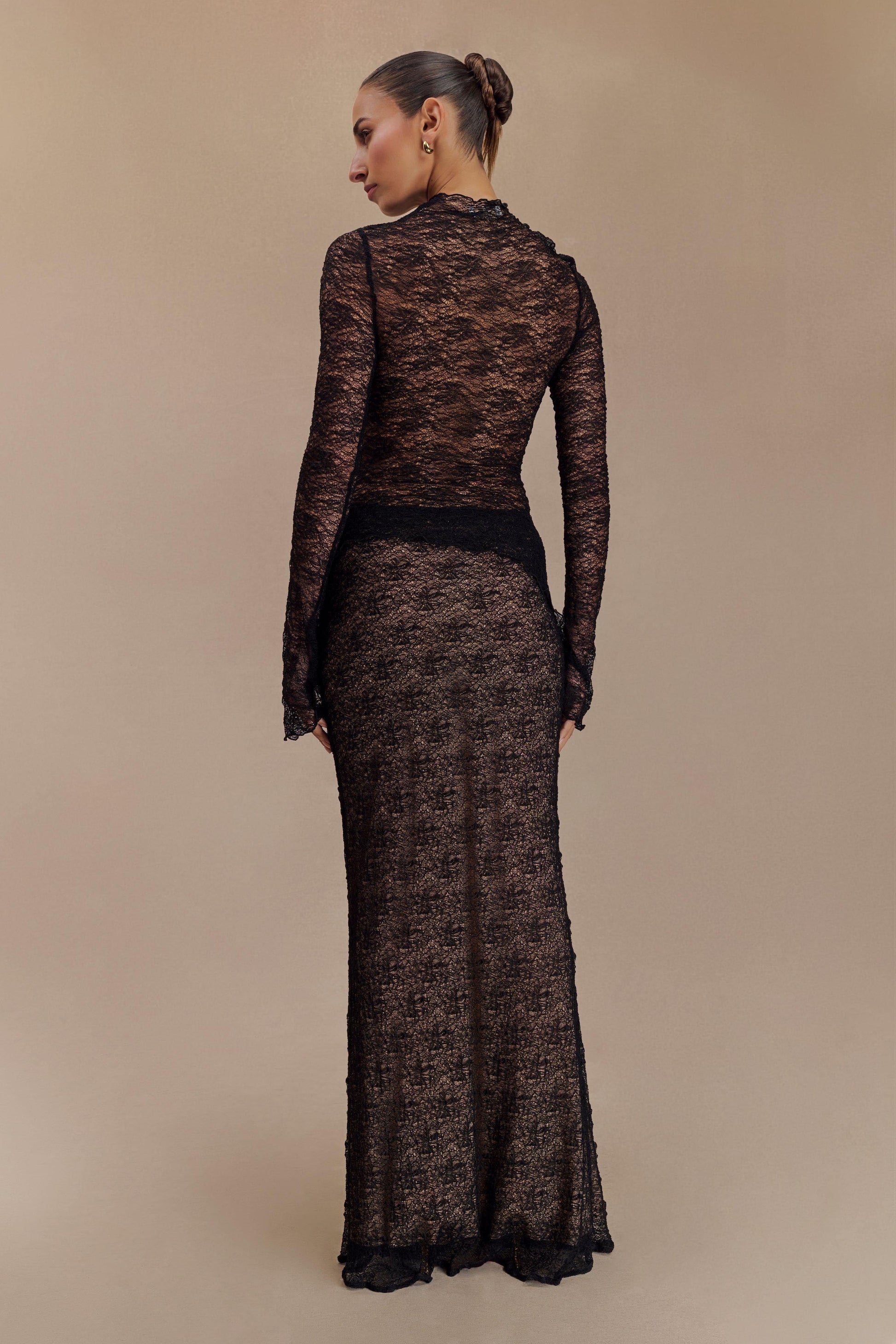 Robyn Sheer Lace Maxi Skirt - Black #2