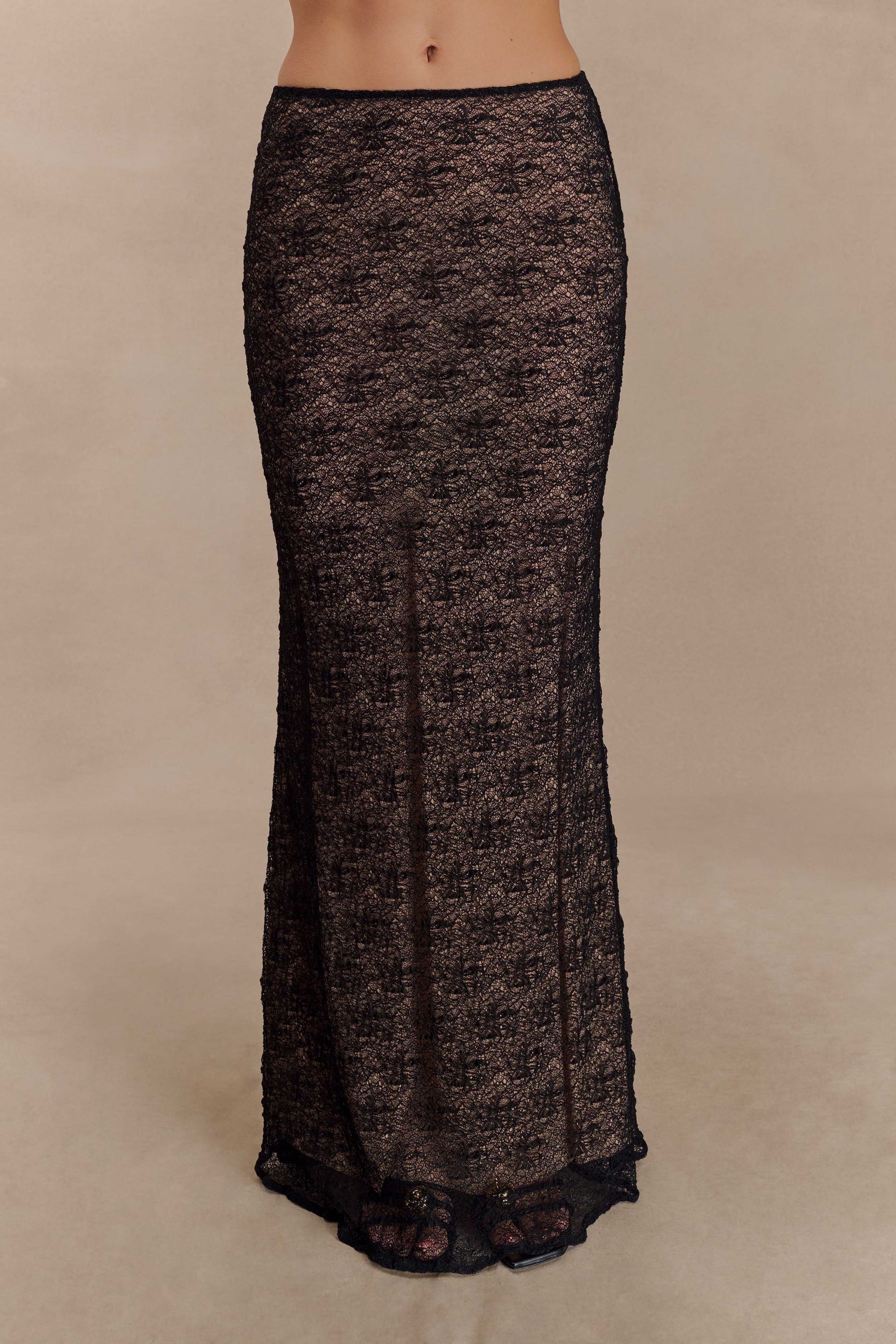 Robyn Sheer Lace Maxi Skirt - Black #4