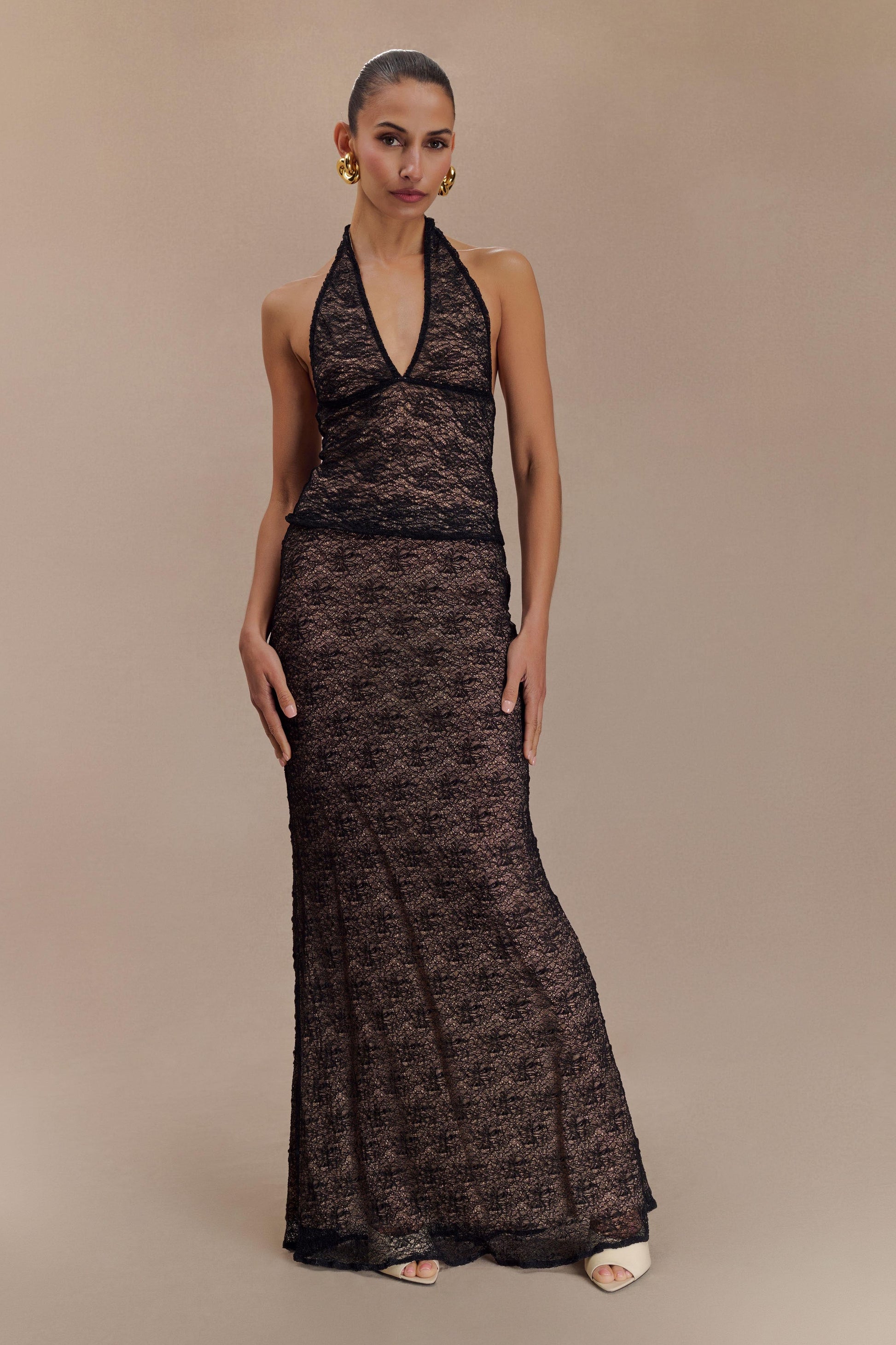 Robyn Sheer Lace Maxi Skirt - Black #8