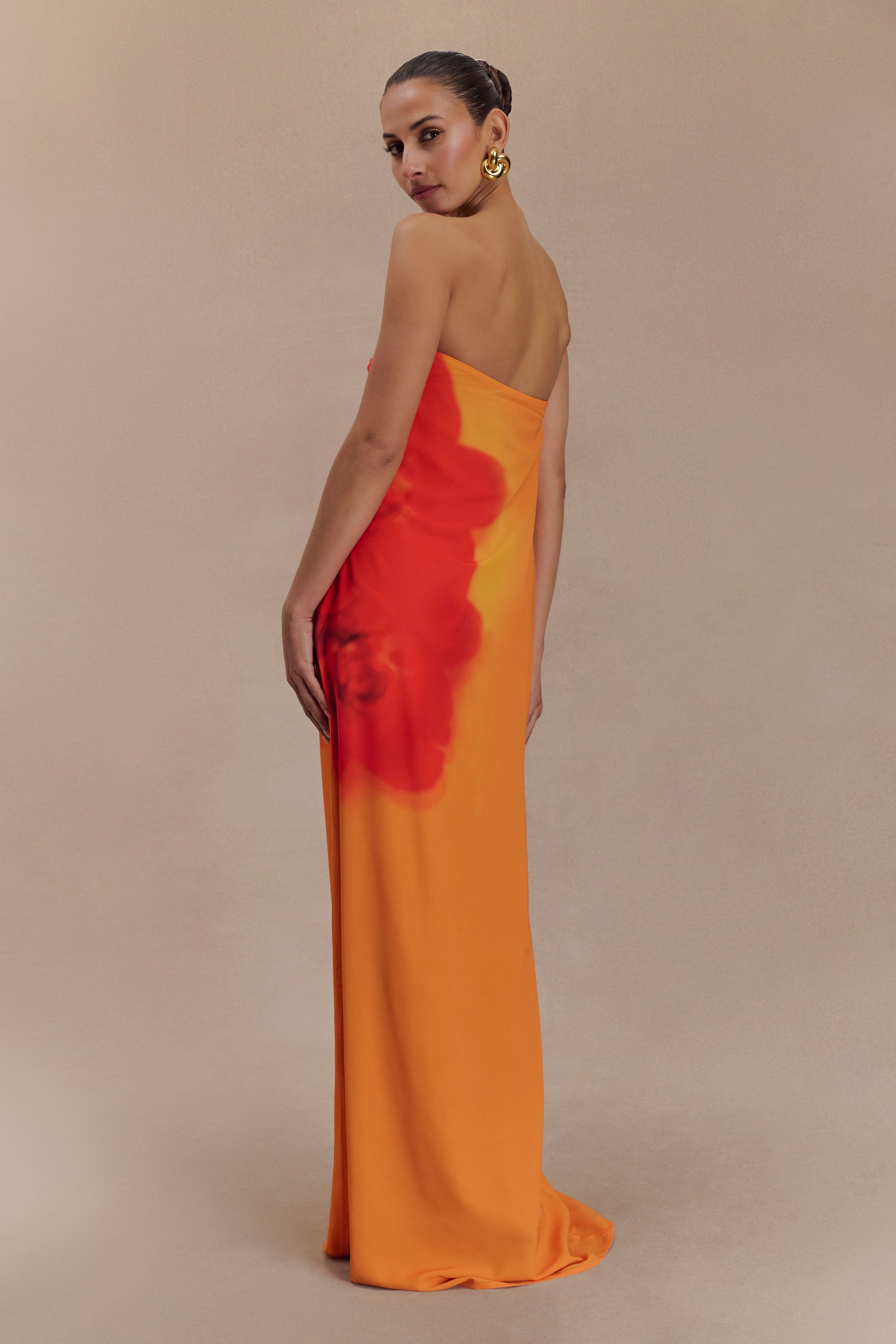 Amaya Strapless Chiffon Maxi Dress - Koi Orchid Print #3