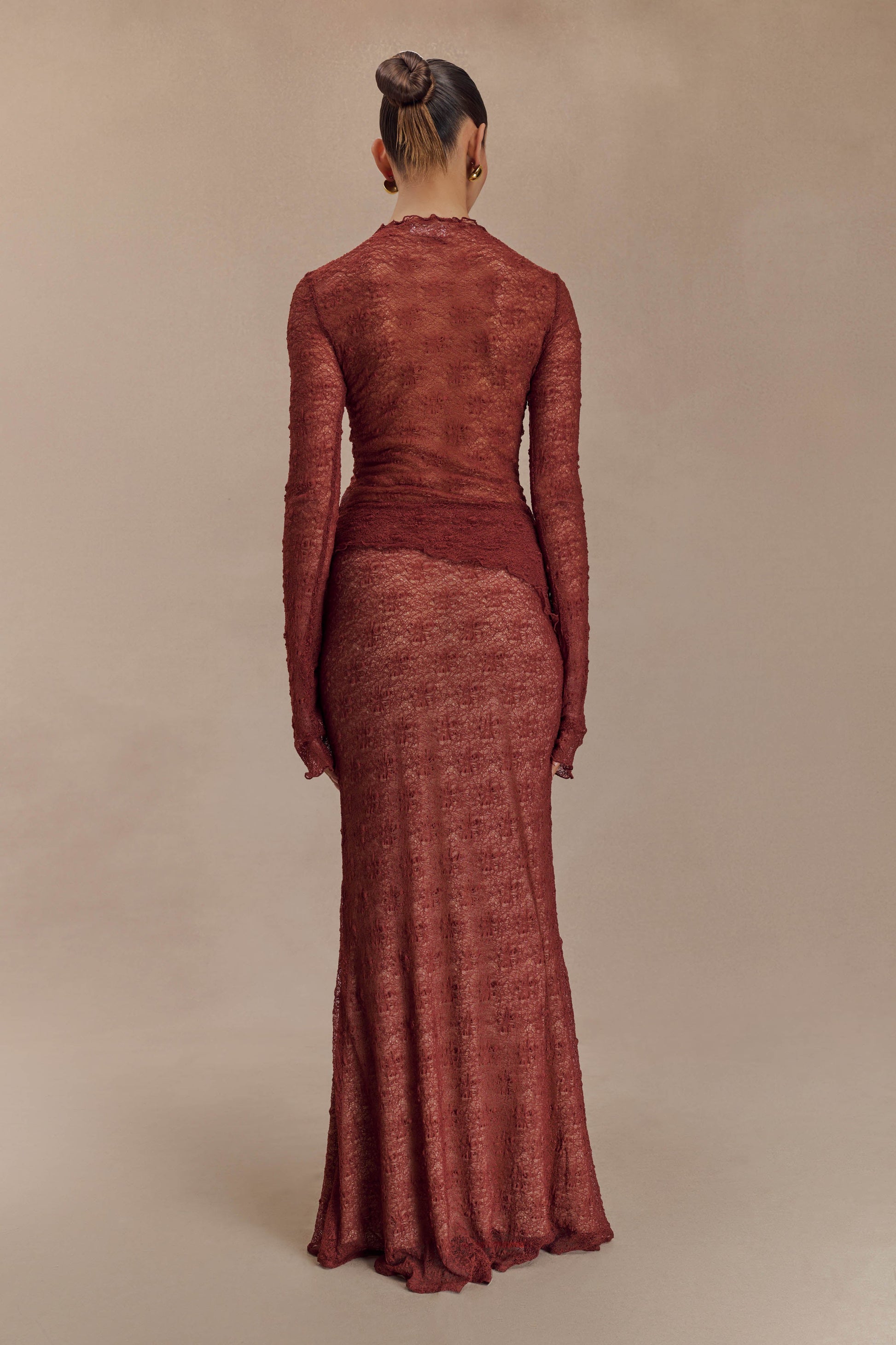 Robyn Sheer Lace Maxi Skirt - Chilli #3