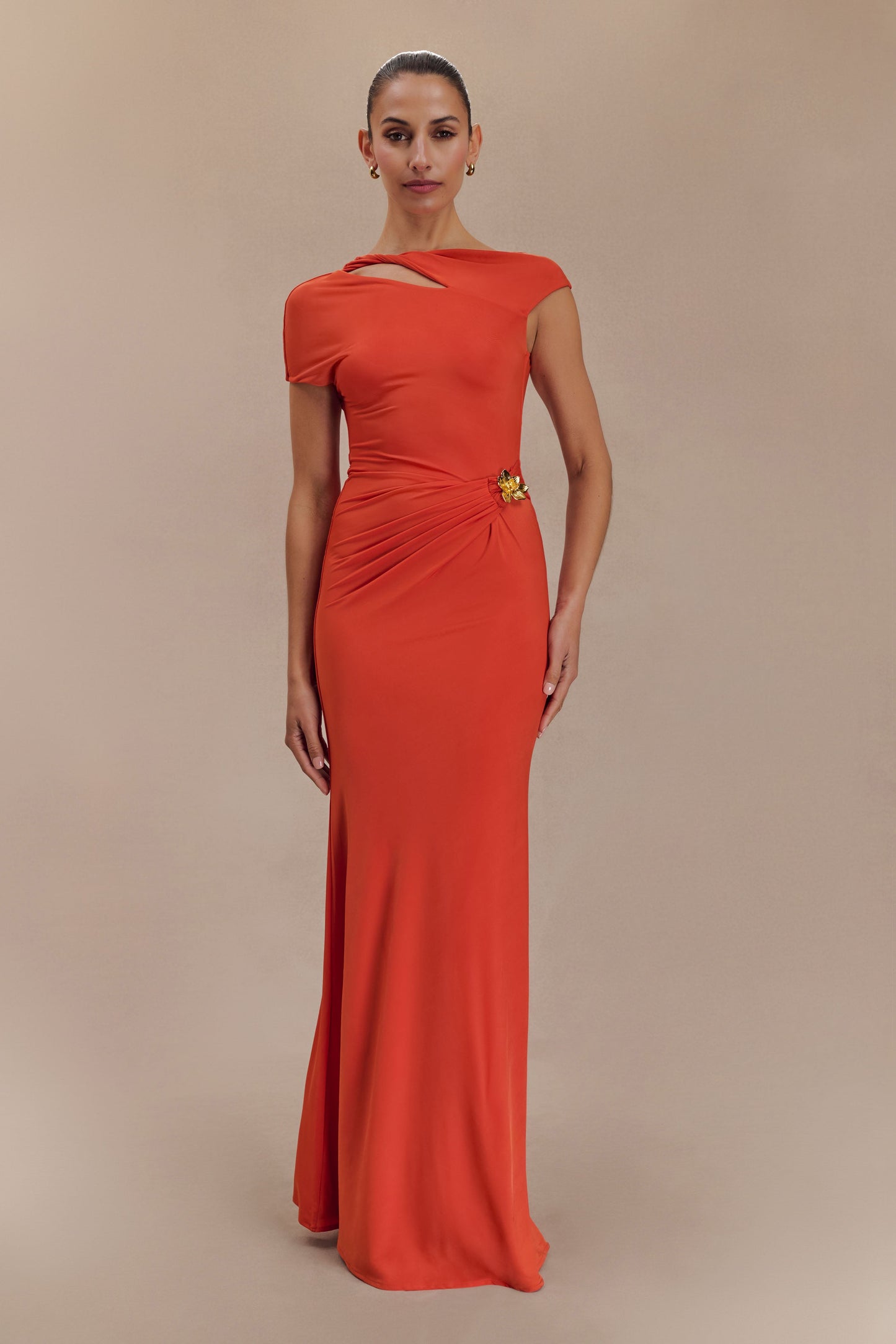 Kaida Slinky Maxi Dress With Hardware - Burnt Orange