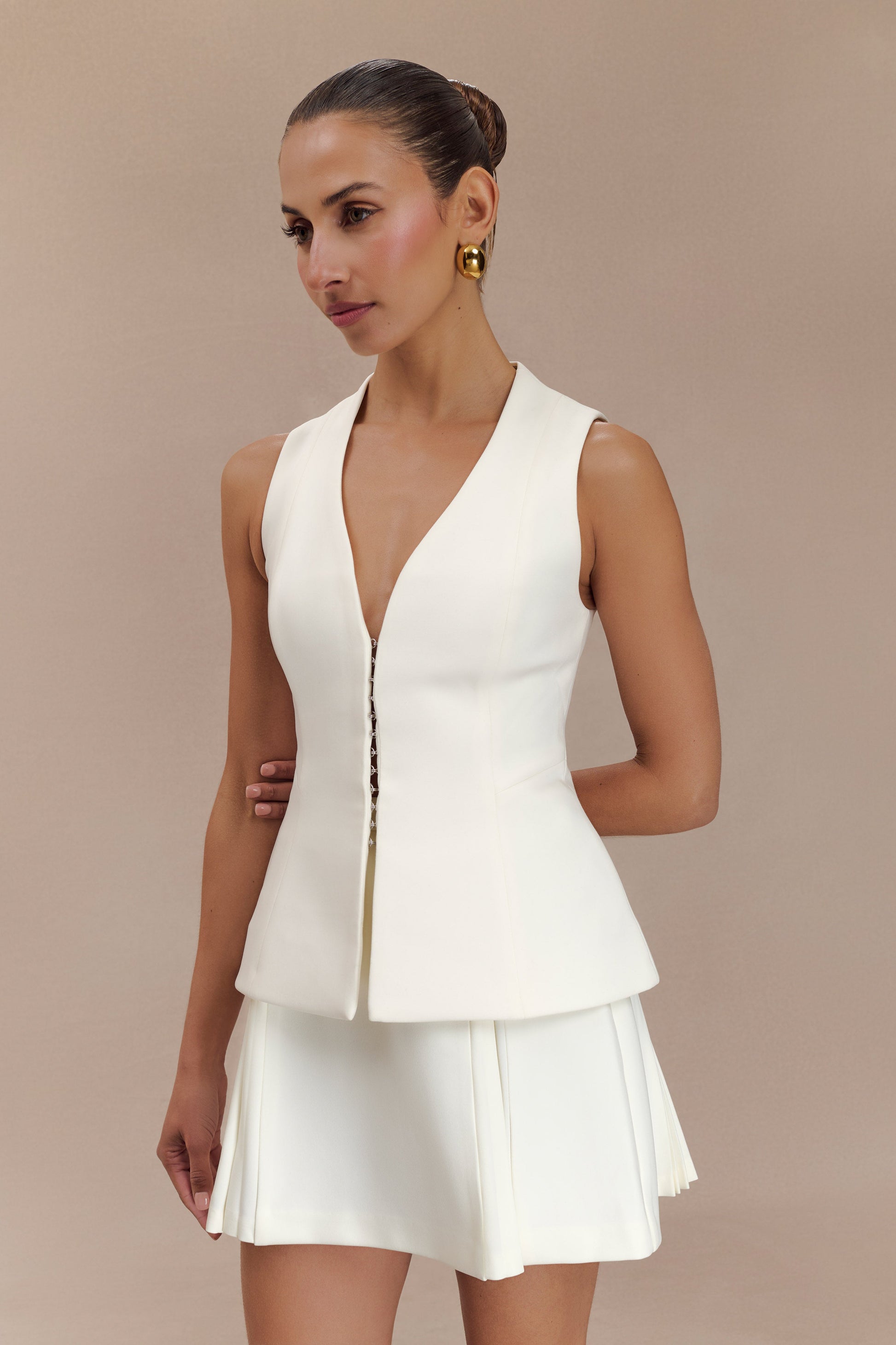 Melinda Structured Vest Top - Ivory #6