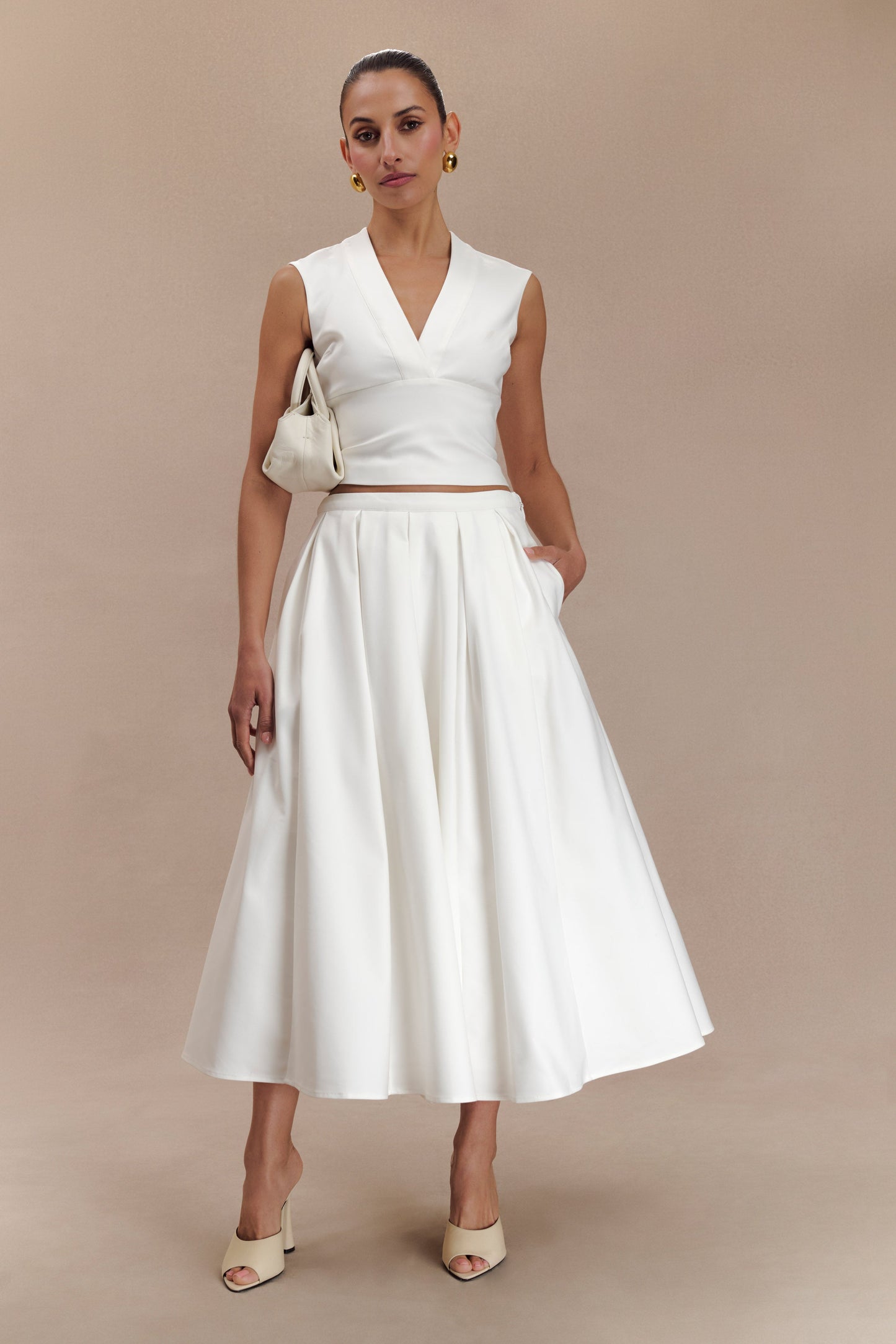 Jemima Cotton Midi Skirt - White