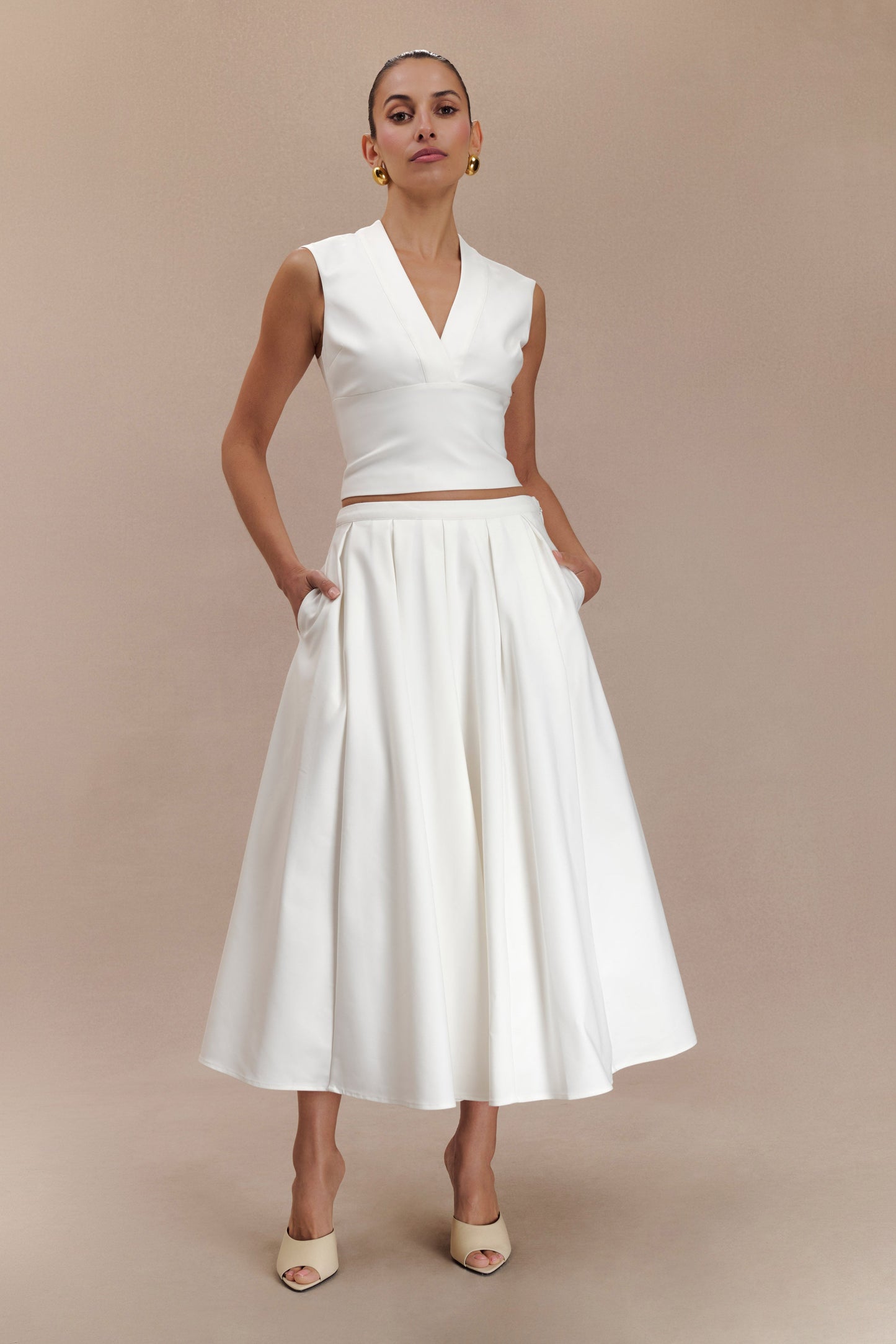 Jemima Cotton Midi Skirt - White