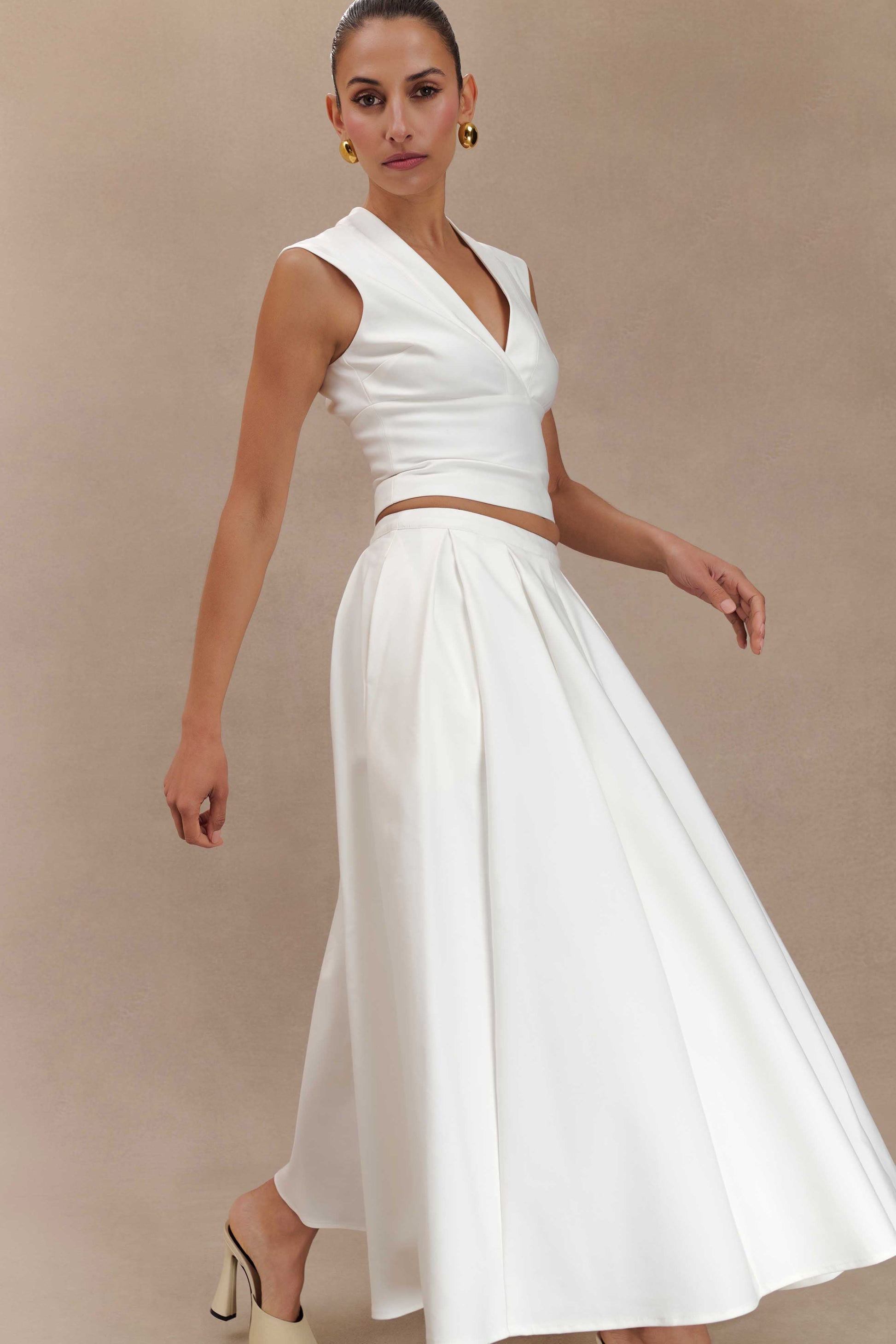 Jemima Sleeveless Cross Over Top - White #6