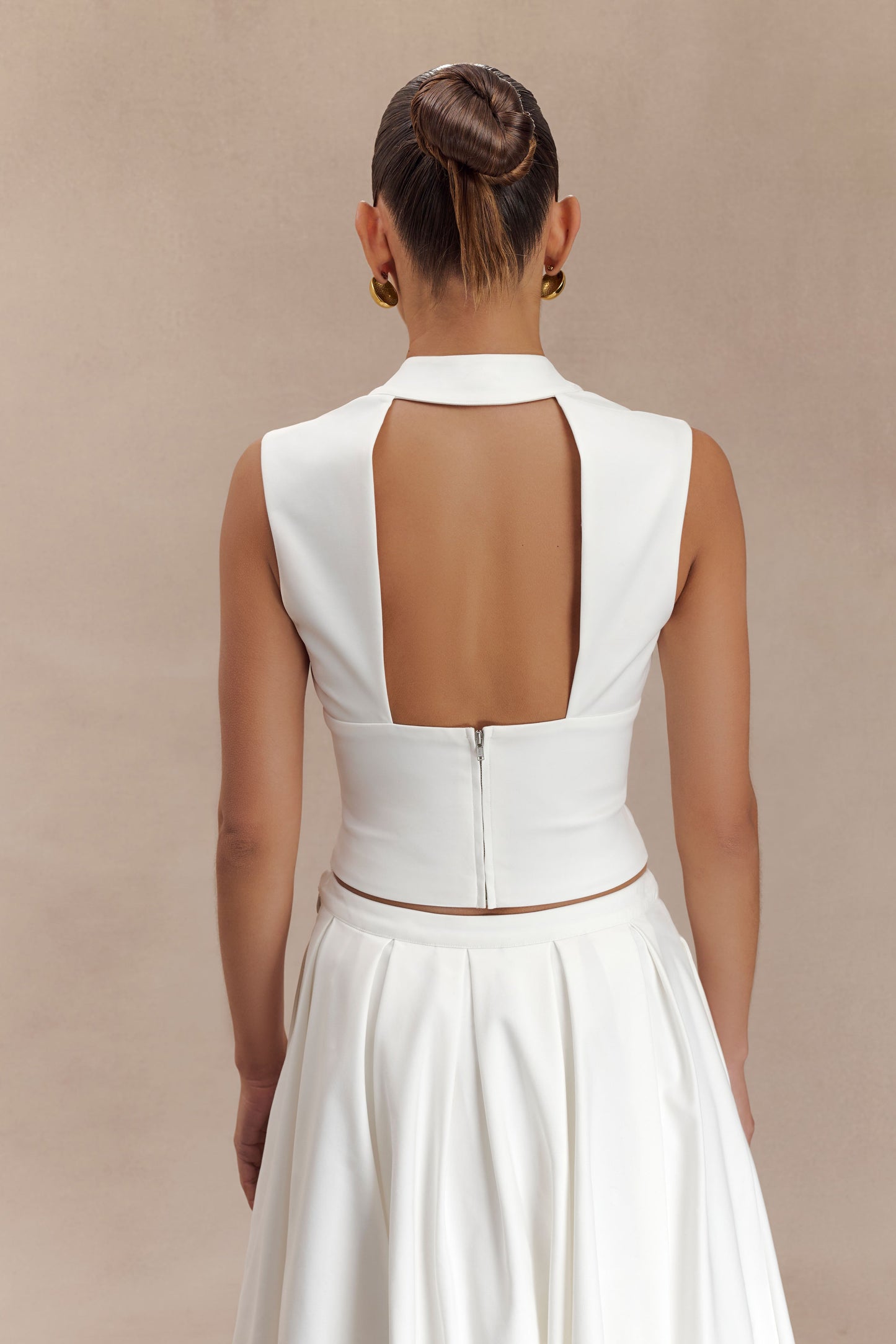 Jemima Sleeveless Cross Over Top - White