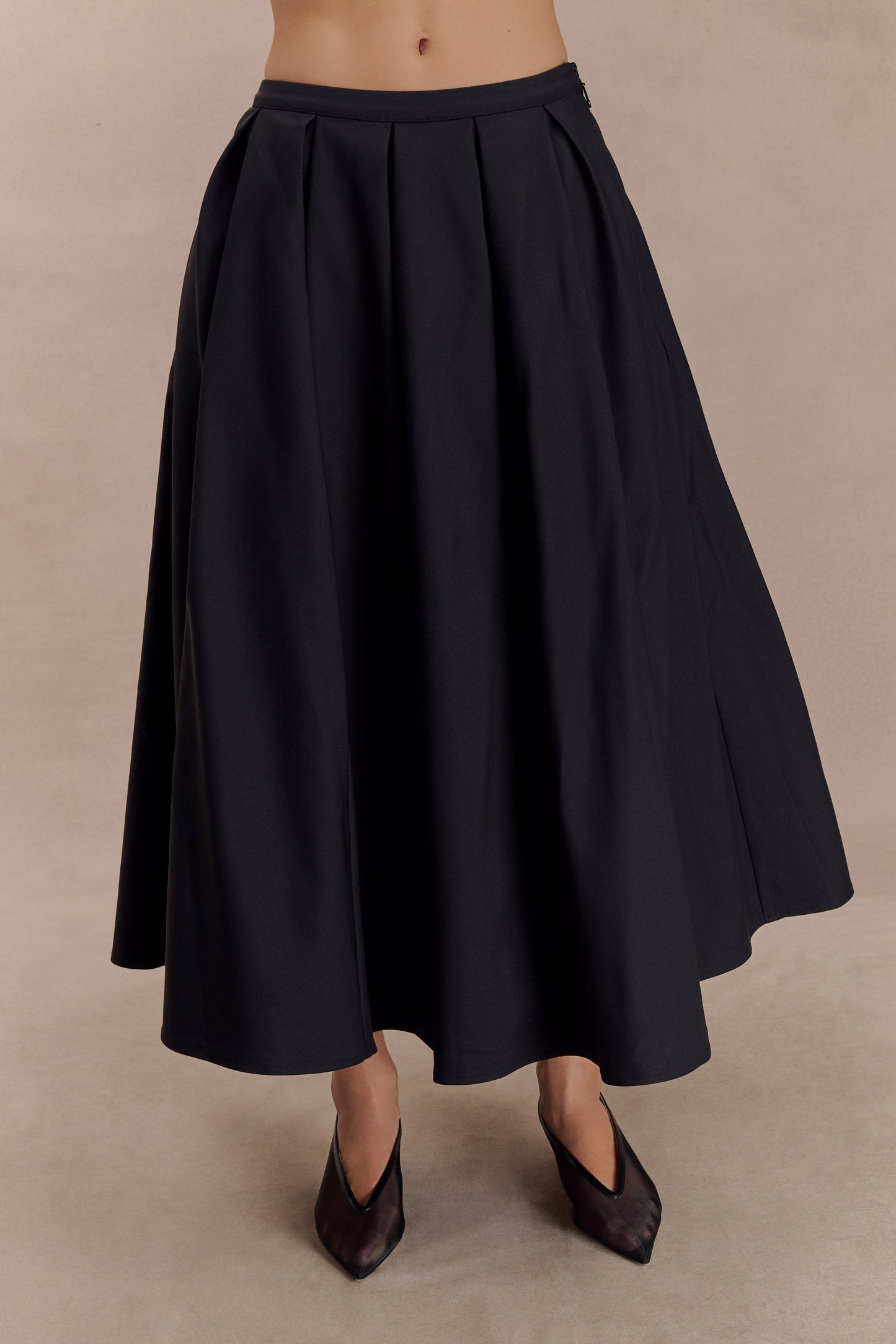 Jemima Cotton Midi Skirt - Black