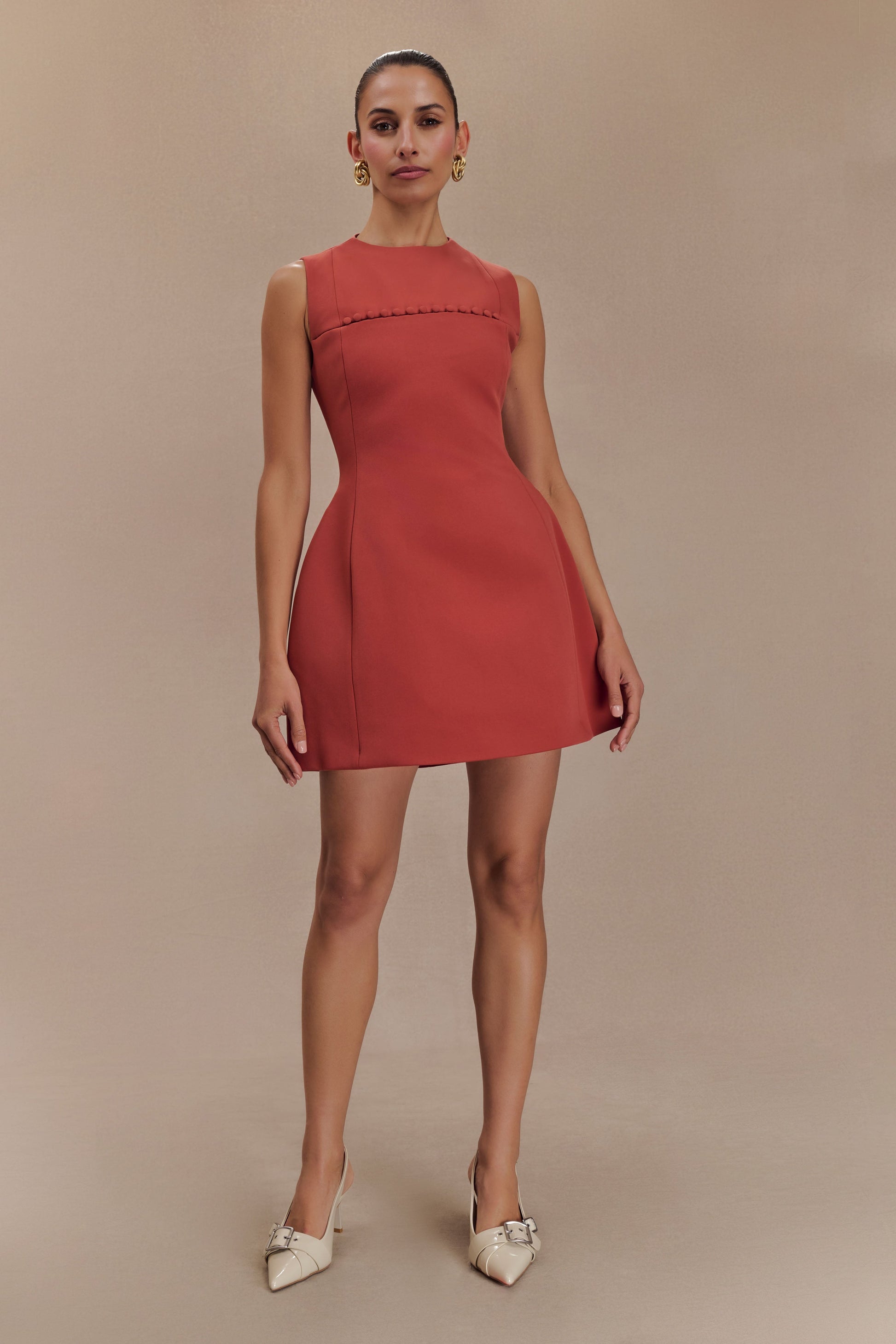 Winona Suiting Mini Dress With Cut Out - Chilli #4