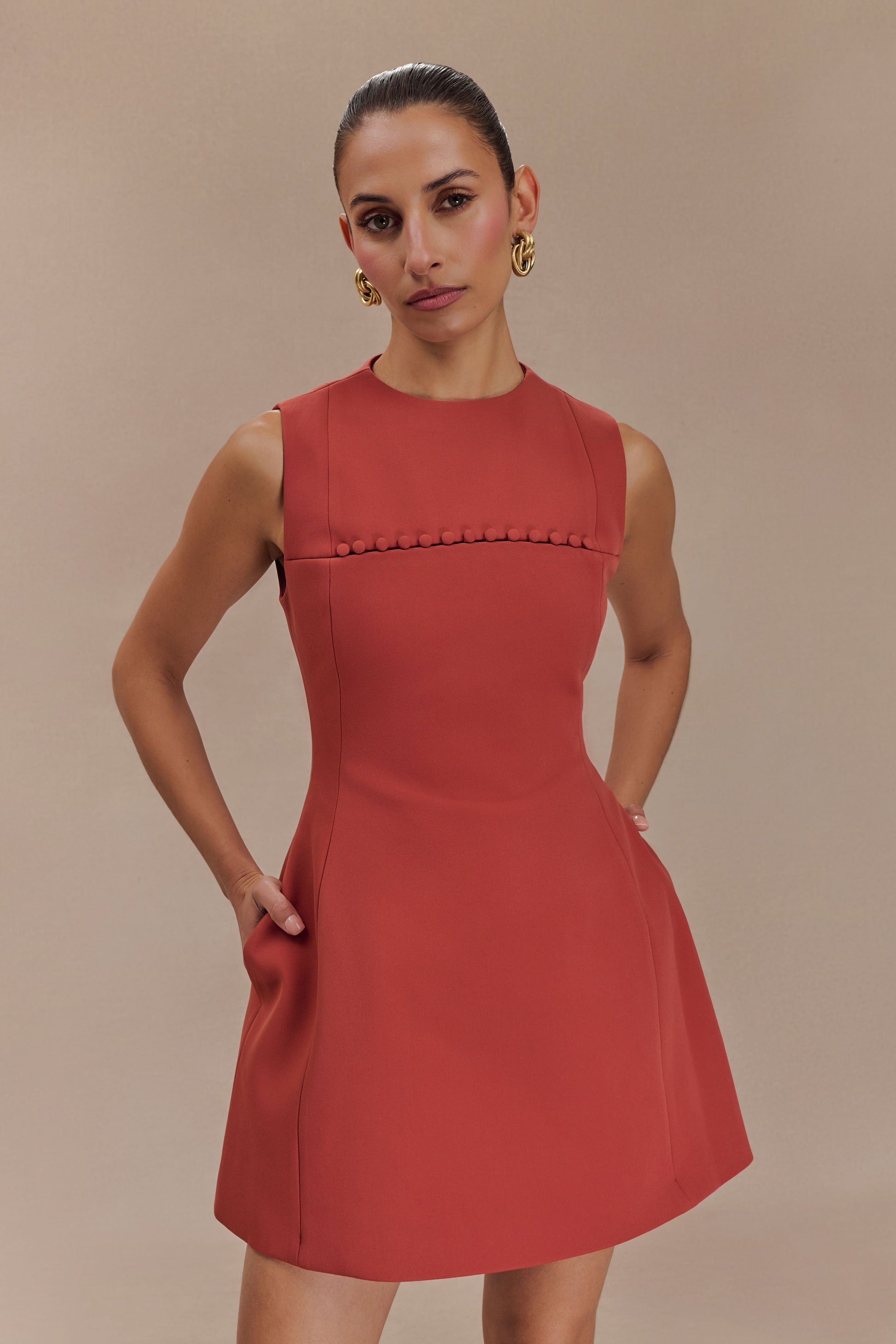 Winona Suiting Mini Dress With Cut Out - Chilli #2